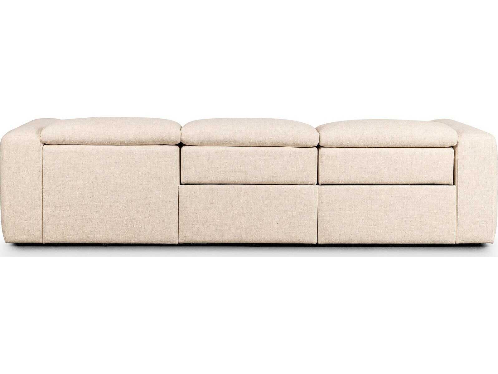 Four Hands Norwood Radley Power Recliner 3 - Piece Cream Upholstered Sectional Sofa with RAF Chaise
