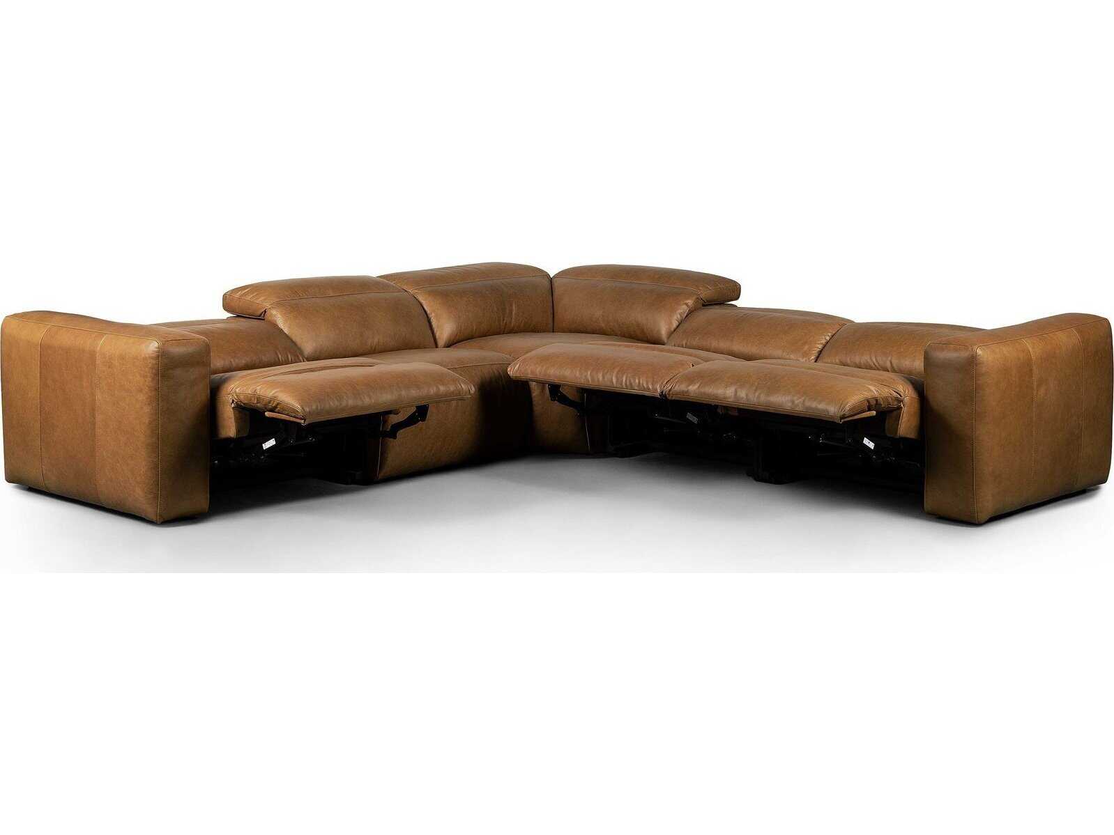 Luxecor Globetrotter Radley 5 - Piece Reclining Brown Leather Sectional Sofa