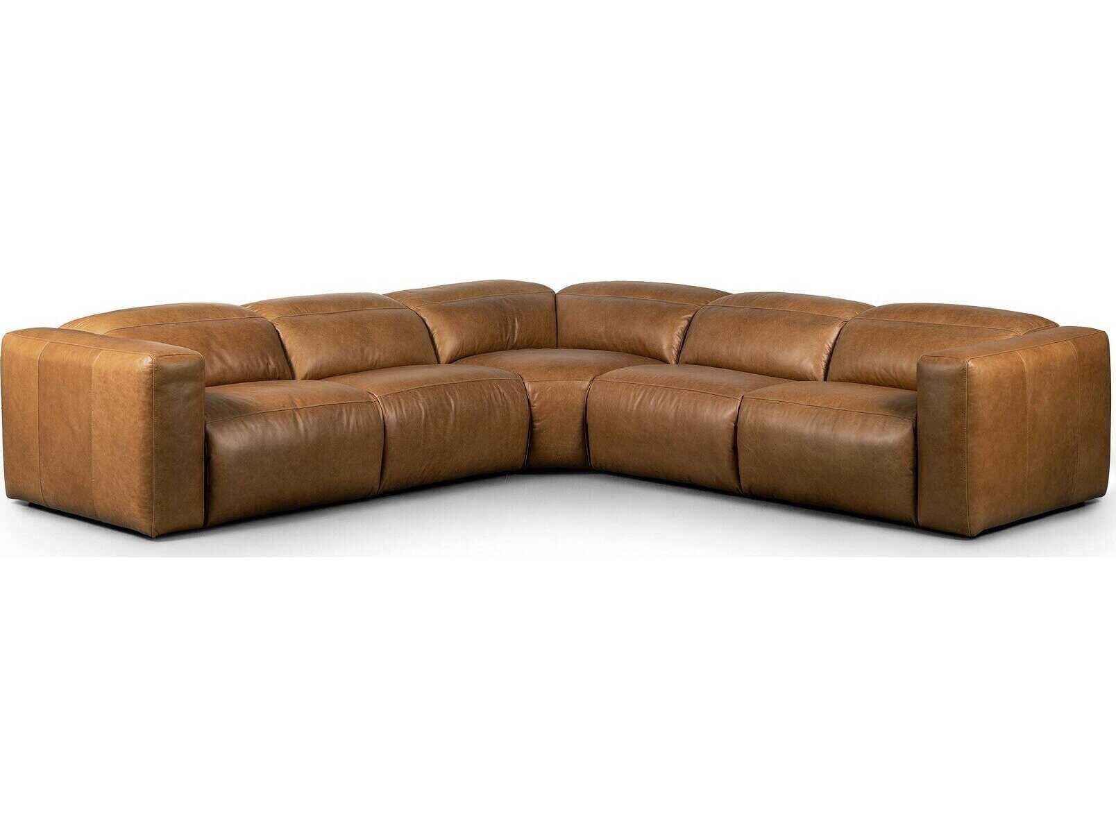 Four Hands Norwood Radley 5 - Piece Reclining Brown Leather Sectional Sofa