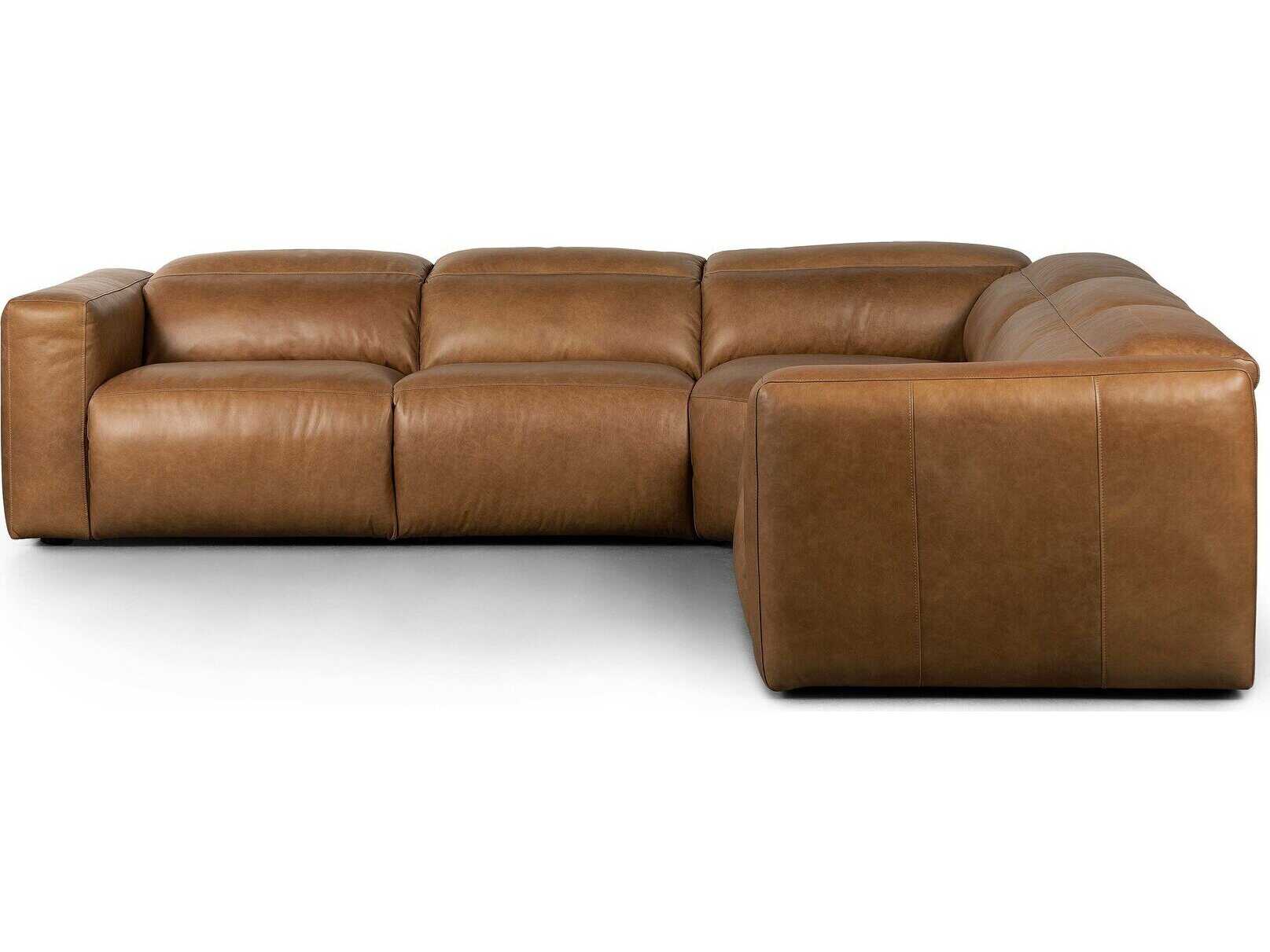 Four Hands Norwood Radley 5 - Piece Reclining Brown Leather Sectional Sofa