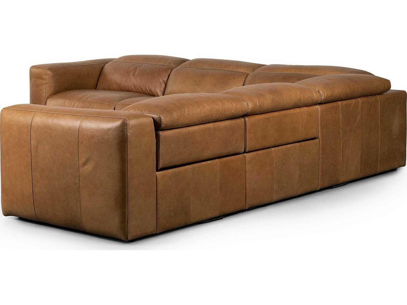 Four Hands Norwood Radley 5 - Piece Reclining Brown Leather Sectional Sofa