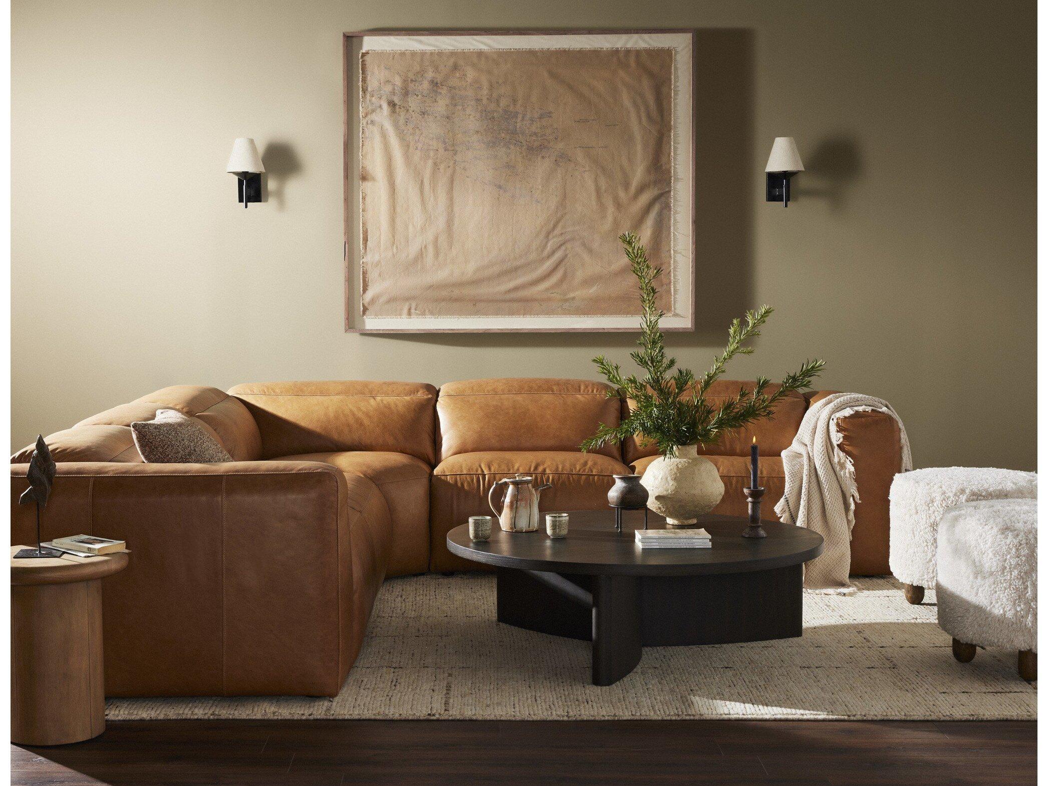 Four Hands Norwood Radley 5 - Piece Reclining Brown Leather Sectional Sofa