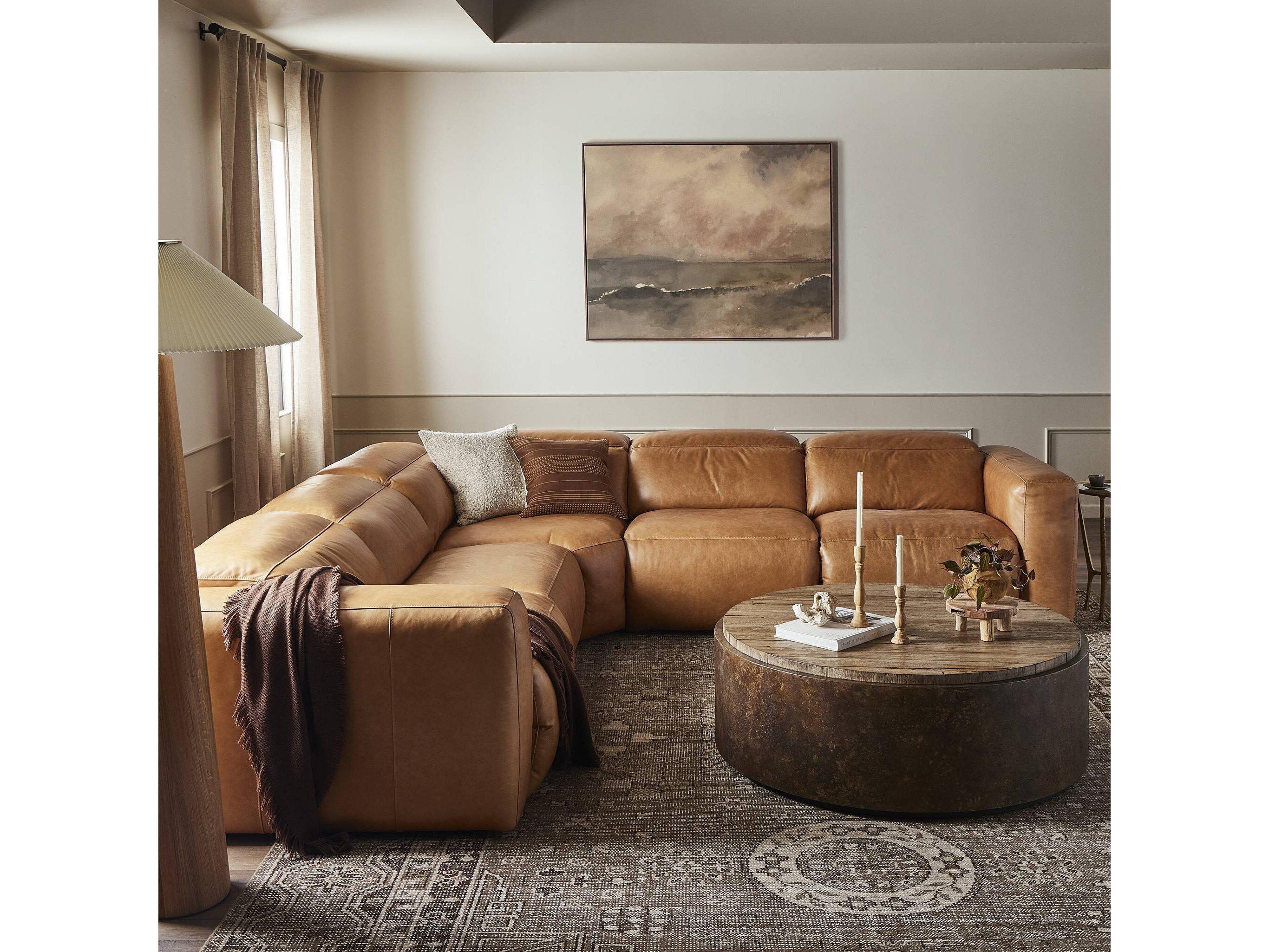 Luxecor Globetrotter Radley 5 - Piece Reclining Brown Leather Sectional Sofa