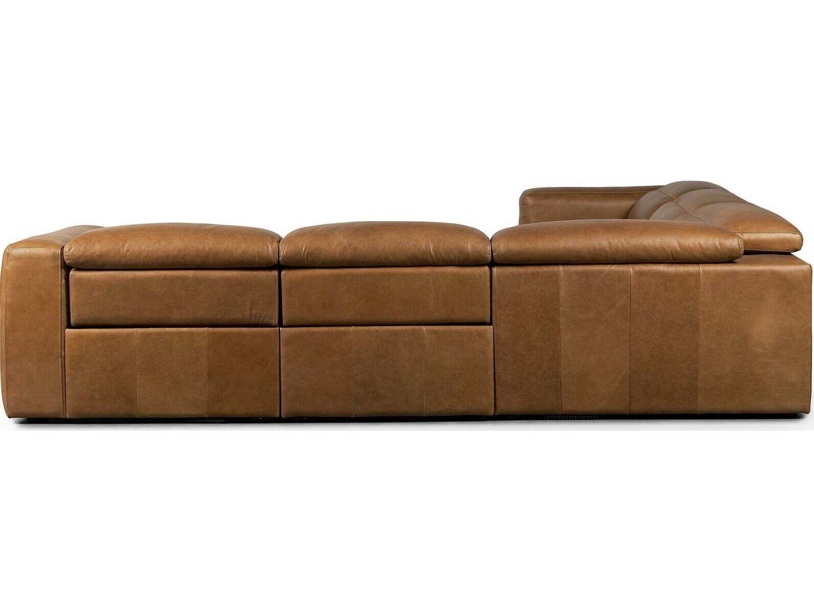 Luxecor Globetrotter Radley 5 - Piece Reclining Brown Leather Sectional Sofa