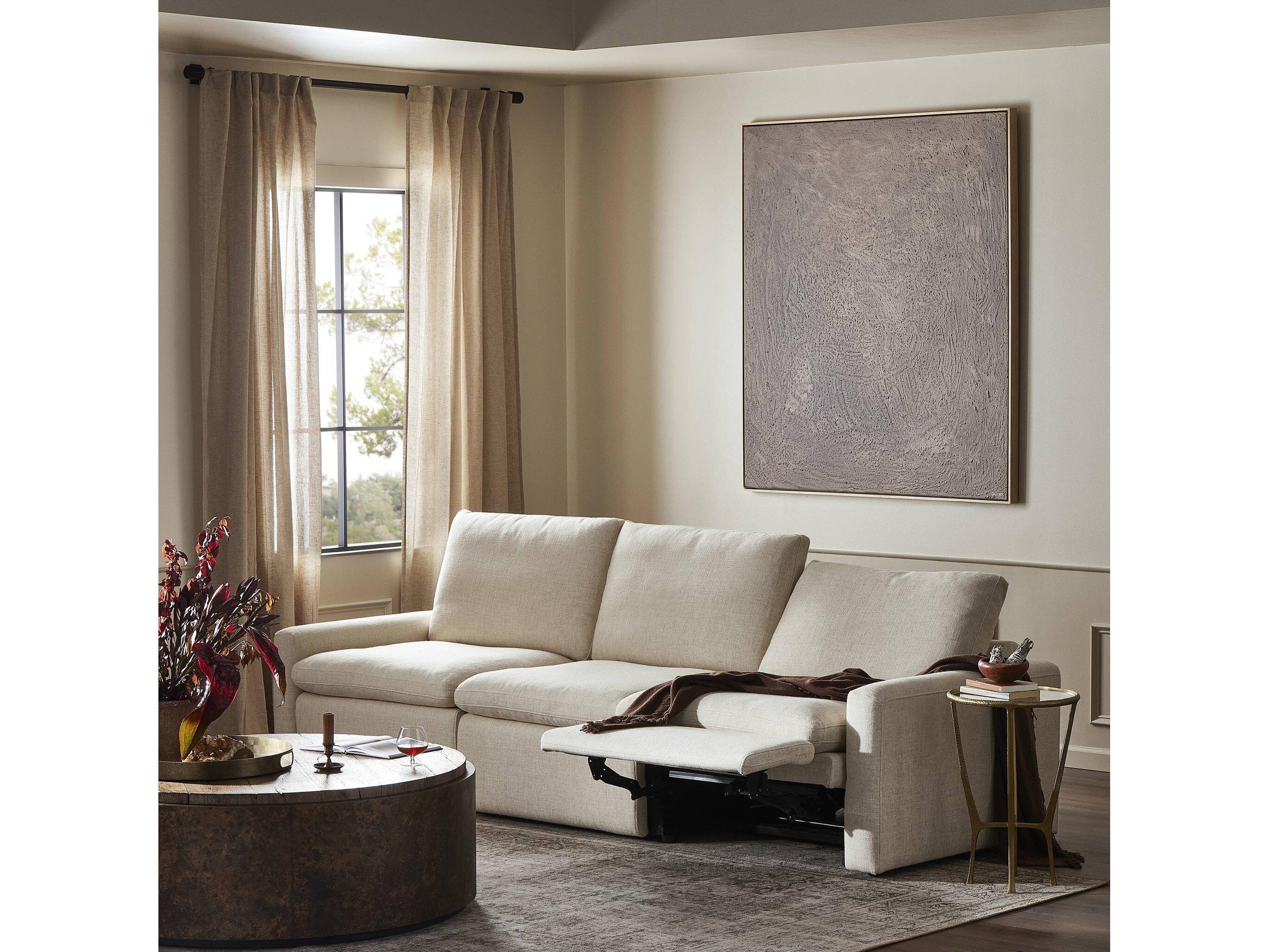 Four Hands Norwood Tillery Power Recliner 3 - Piece Wide Cream Upholstered Sofa