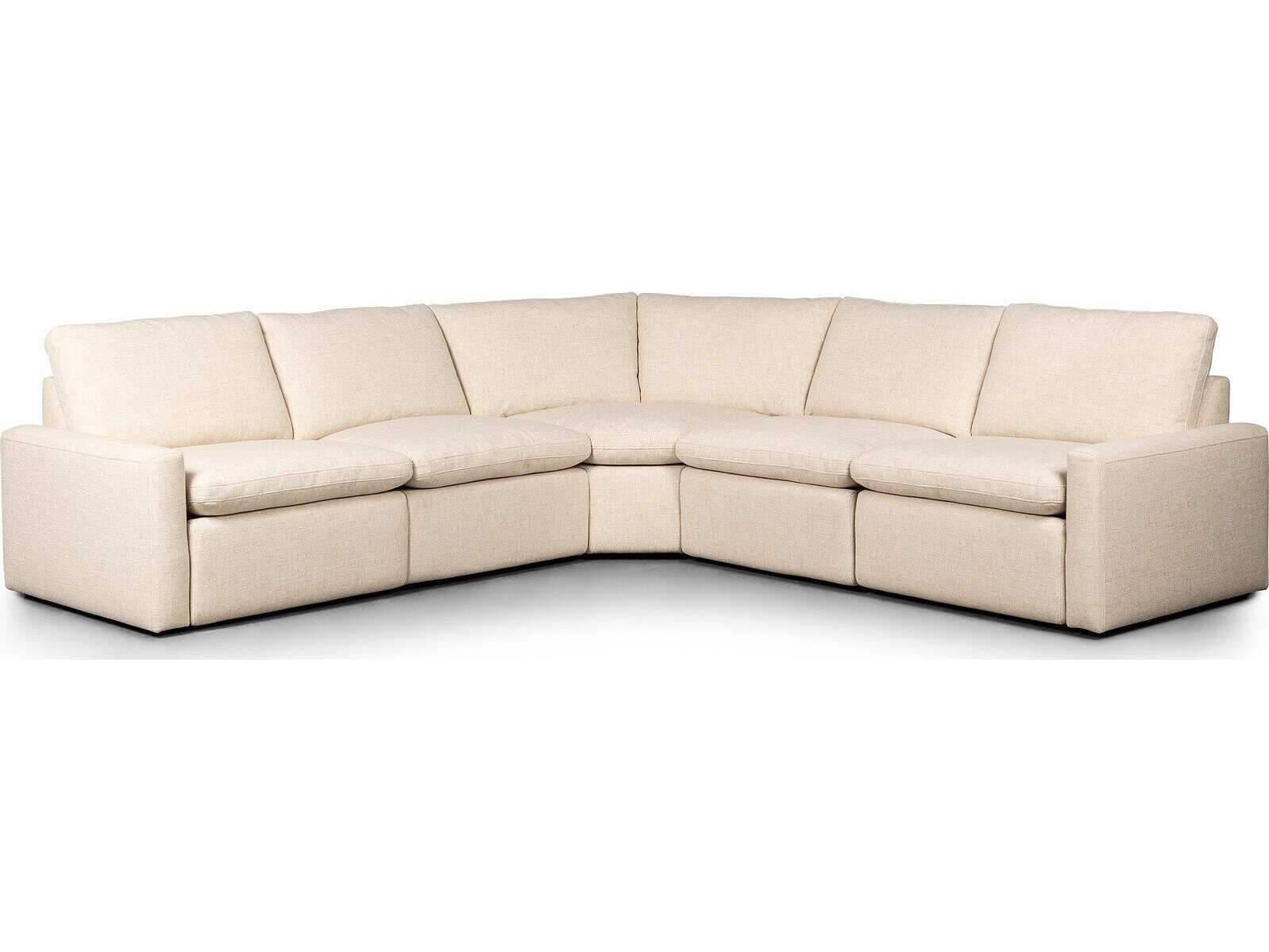 Four Hands Norwood Tillery Power Recliner 5 - Piece Cream Upholstered Sectional Sofa