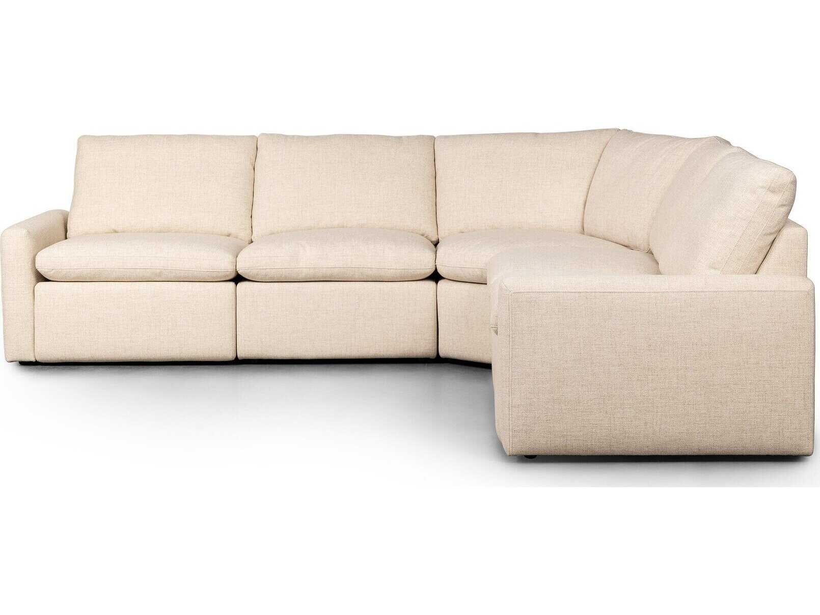 Four Hands Norwood Tillery Power Recliner 5 - Piece Cream Upholstered Sectional Sofa