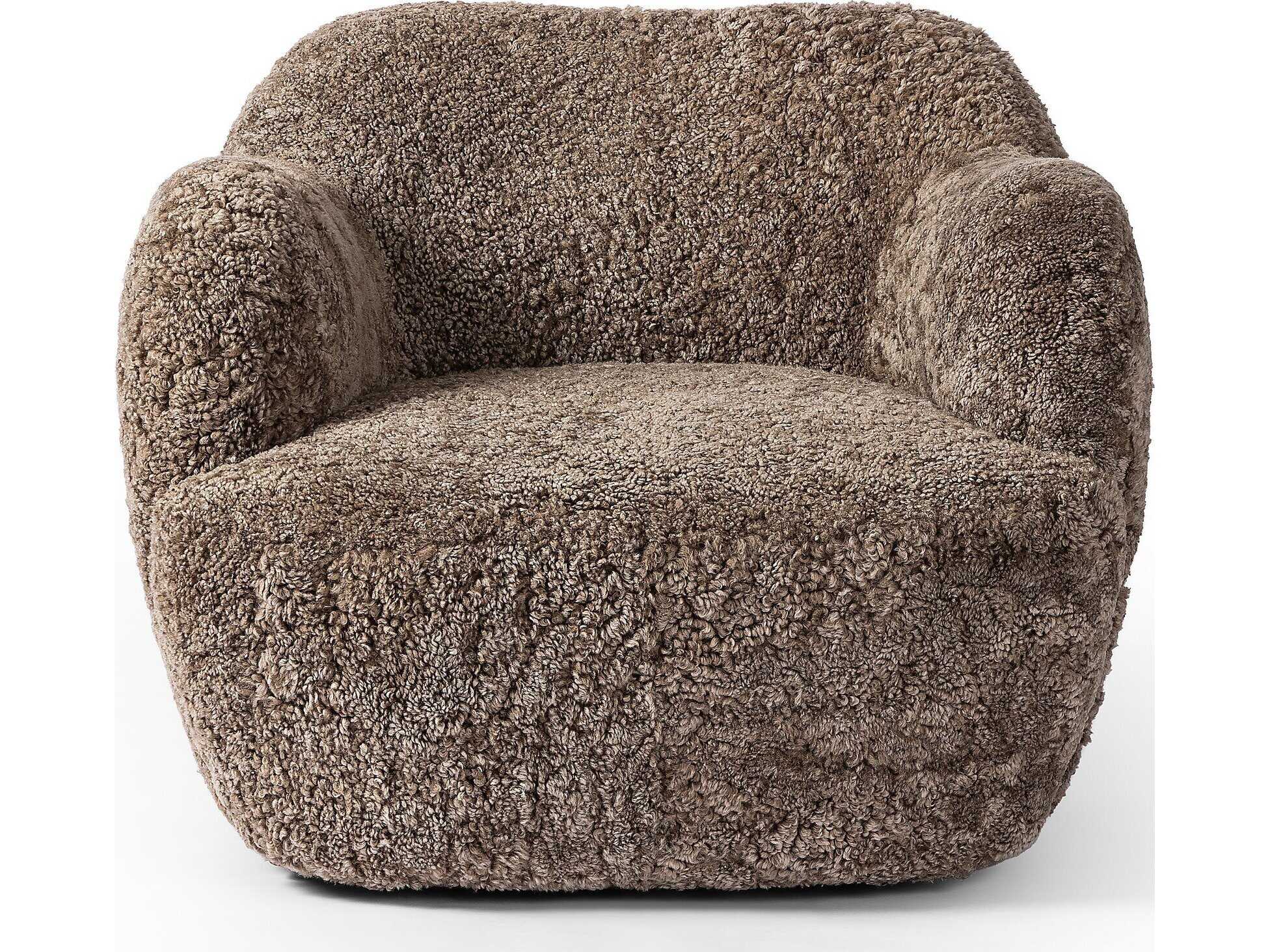 Four Hands Westgate Julius Taupe Shearling Swivel Chair