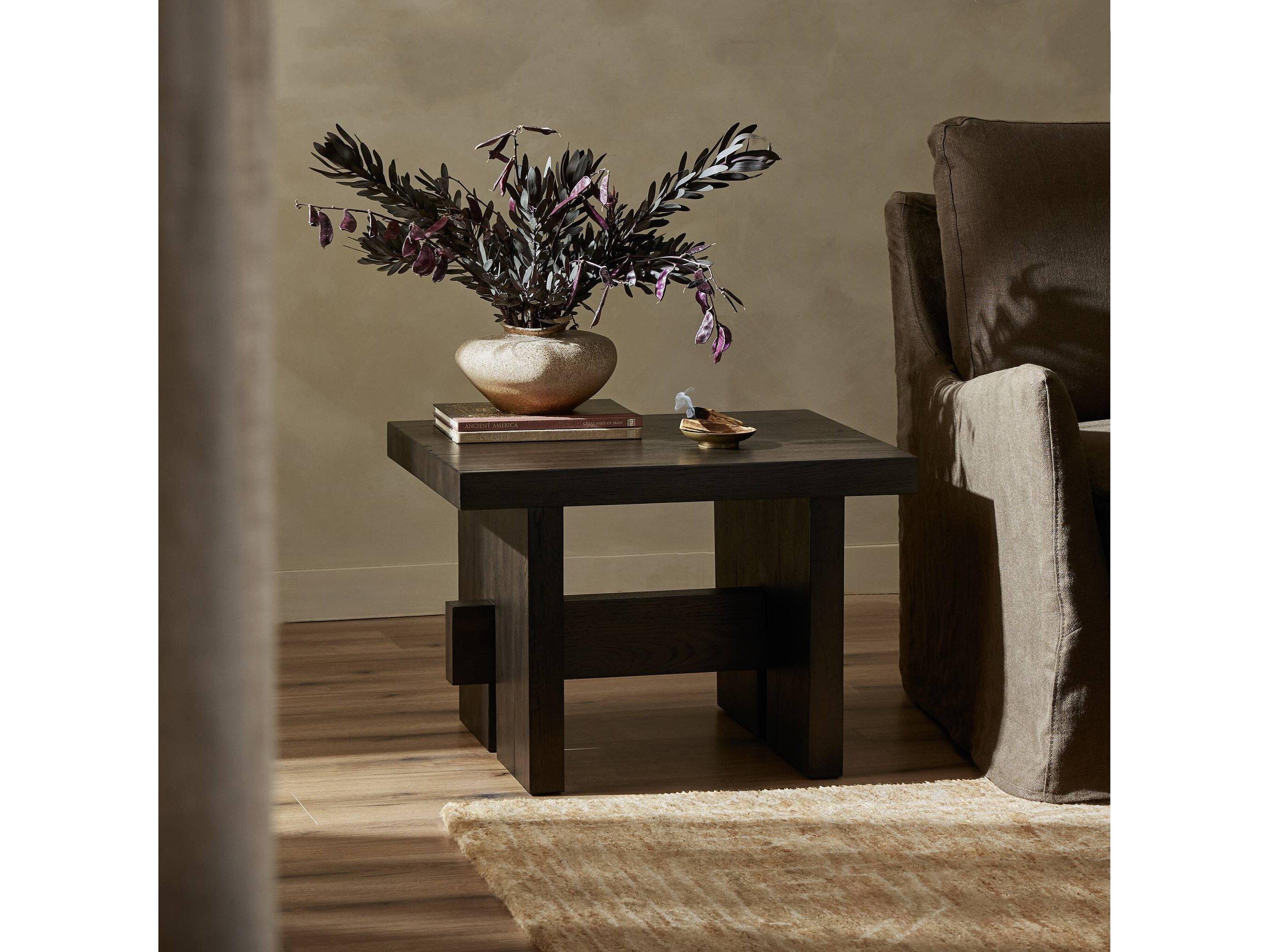 Four Hands Haiden Rectangular Wood Smoked Black Veneer End Table