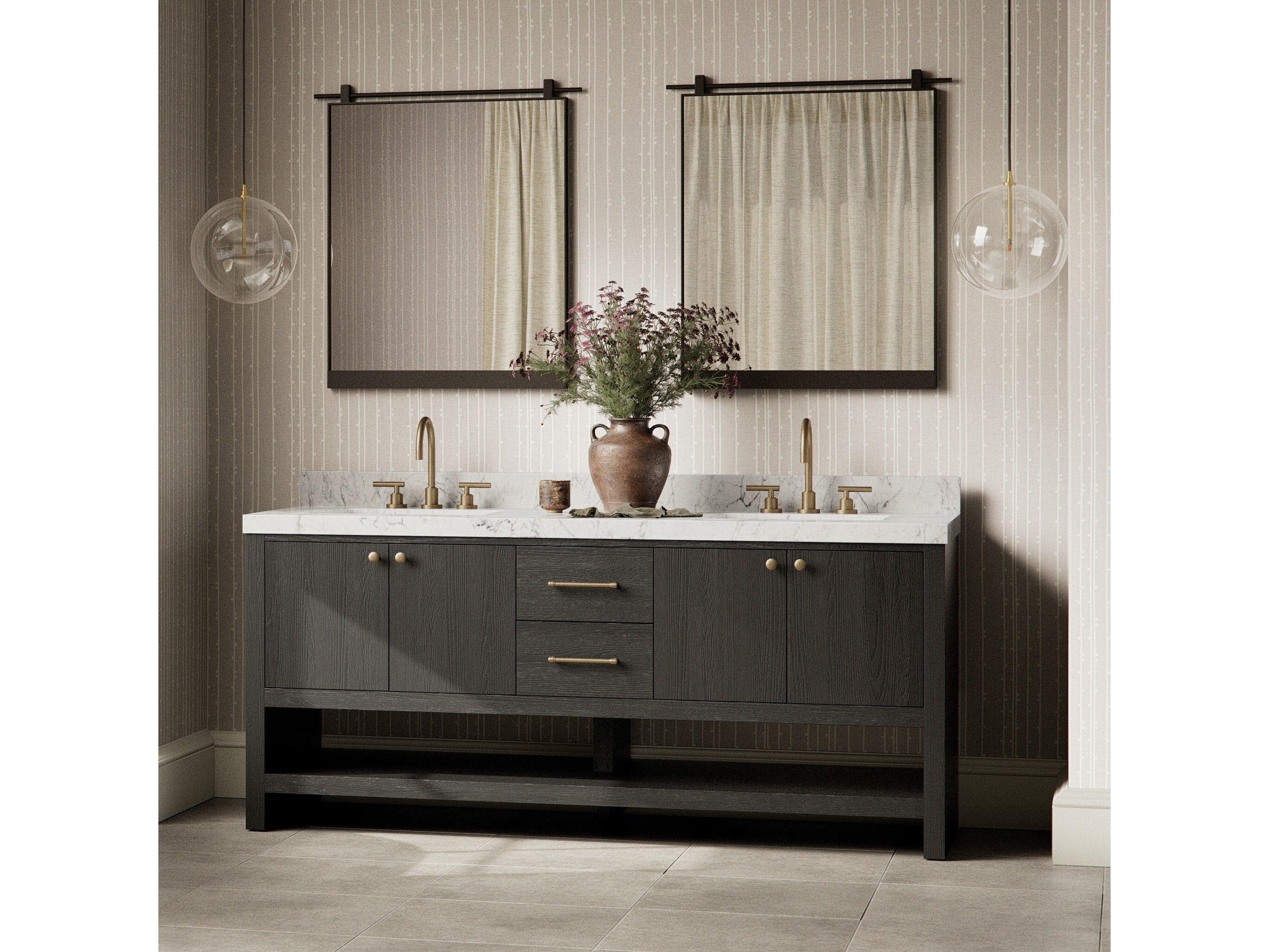 Four Hands Anthem Black Wasked Oak Veneer Double Vanity