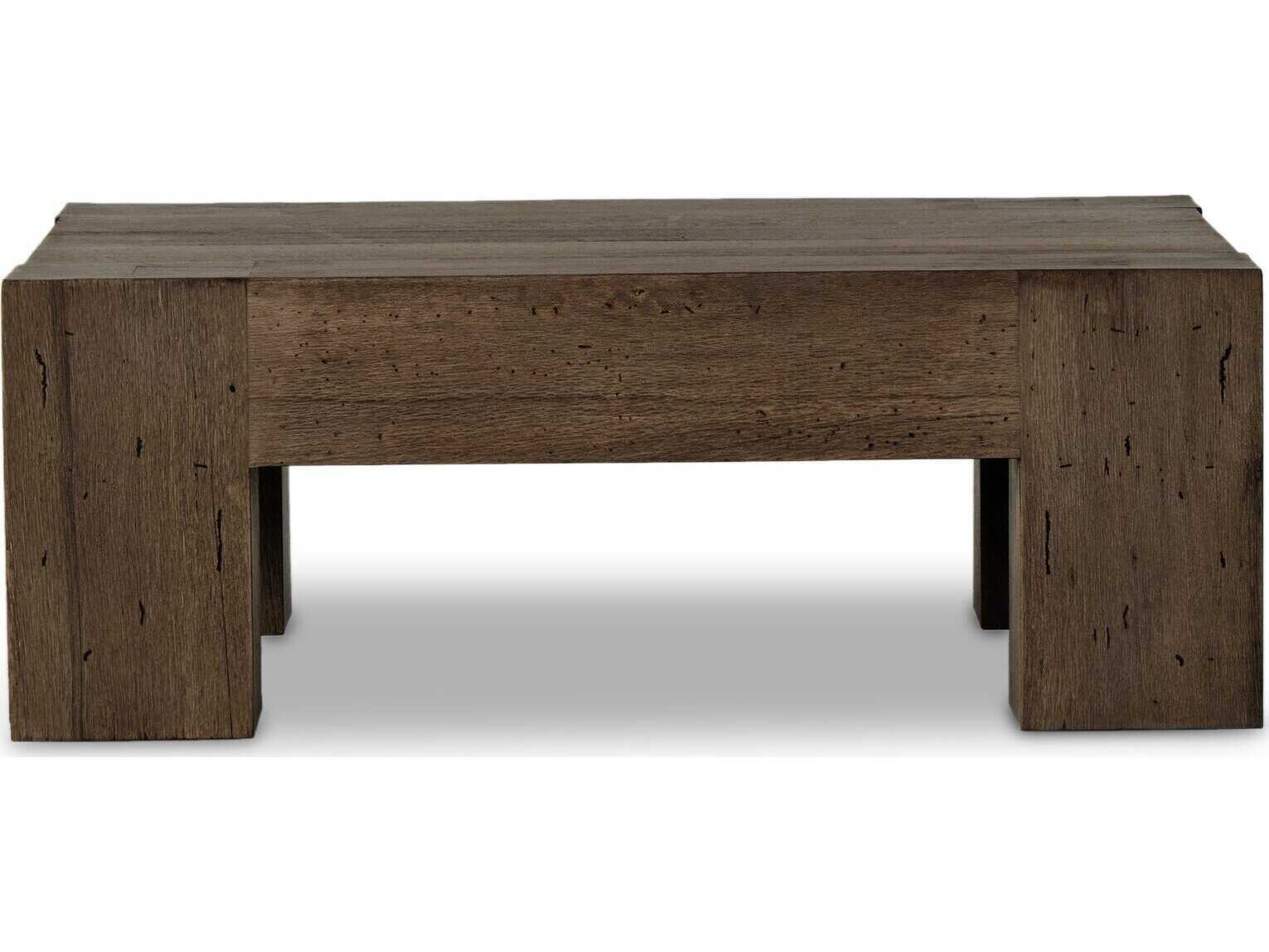 Four Hands Wesson Abaso Square Ebony Rustic Wormwood Oak Coffee Table