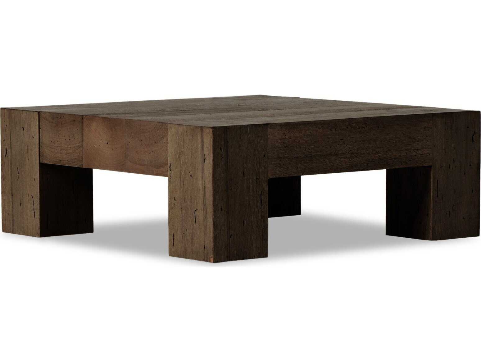 Four Hands Wesson Abaso Square Ebony Rustic Wormwood Oak Coffee Table