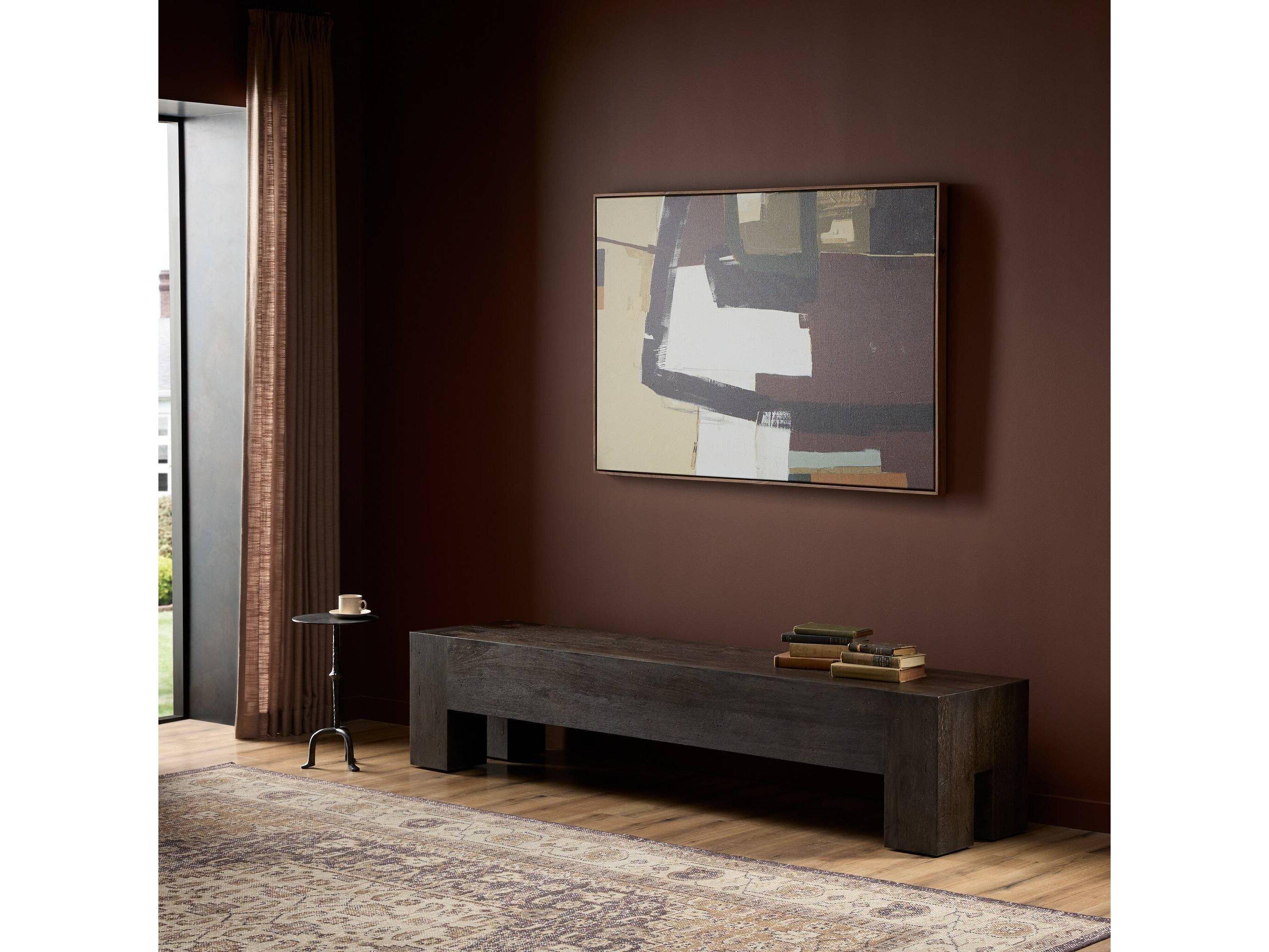 Four Hands Wesson Ebony Rustic Wormwood Oak Black Accent Bench