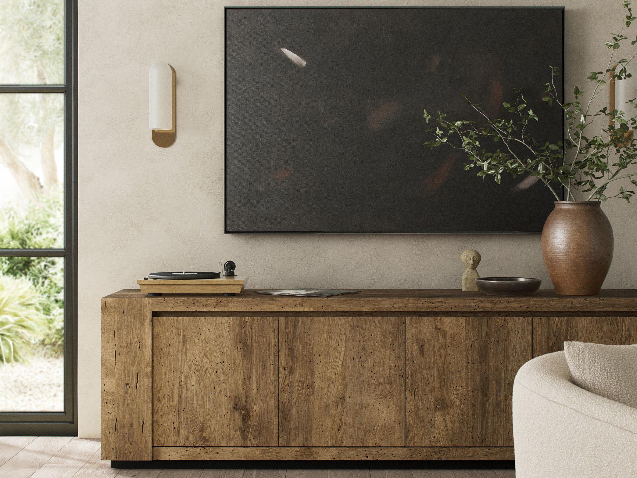 Four Hands Wesson Abaso 94" Hardwood Black Rustic Wormwood Oak Media Console