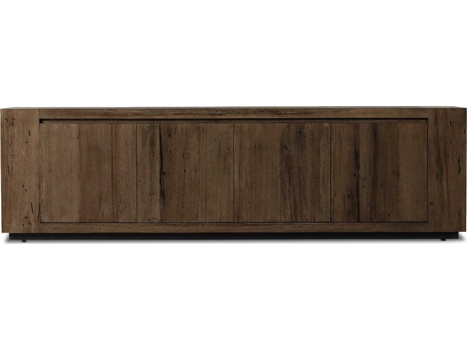 Four Hands Wesson Abaso 94" Hardwood Black Ebony Rustic Wormwood Oak Media Console