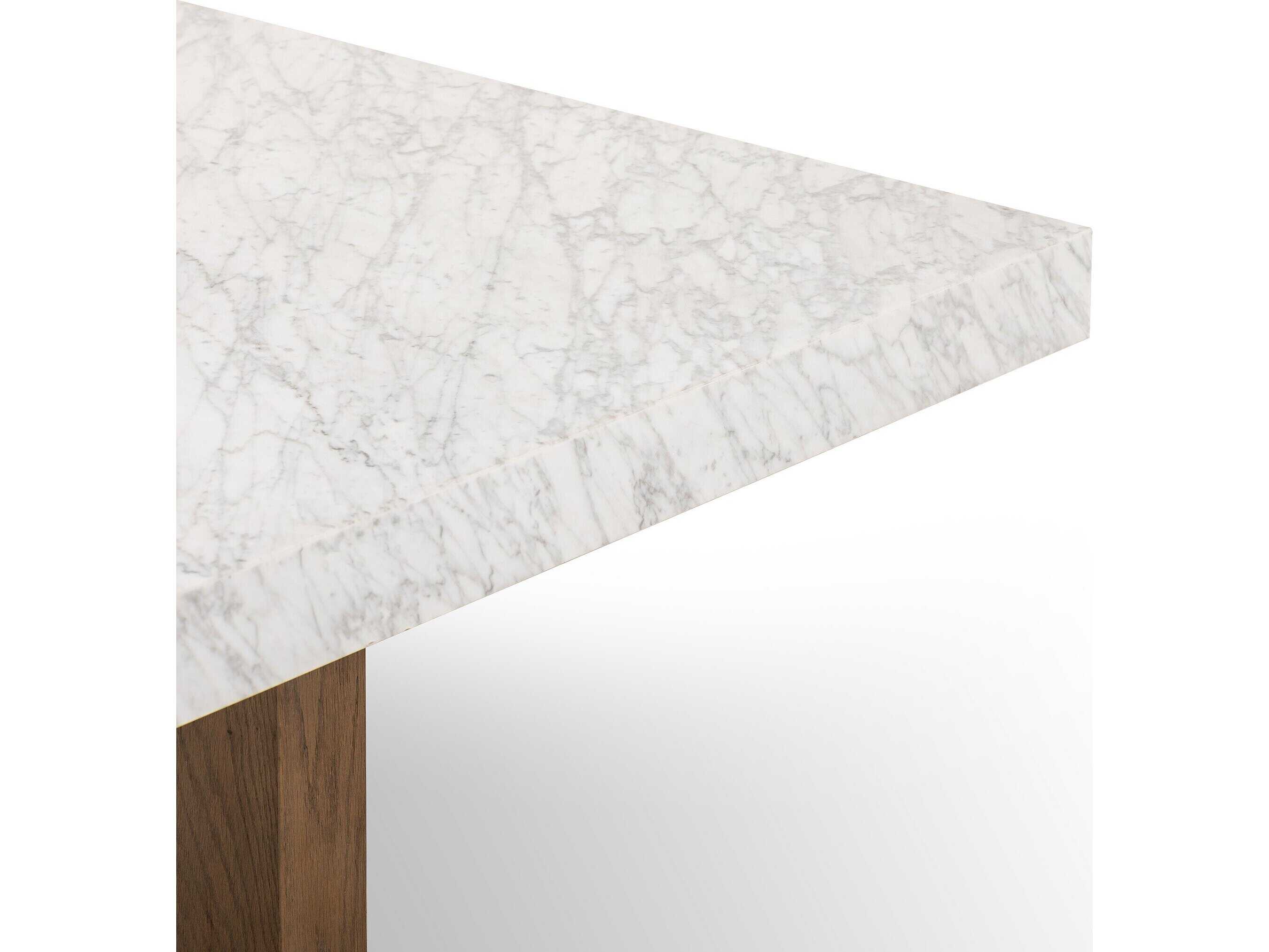 Four Hands Hughes Rectangular White Carrera Marble Smoked Oak Veneer Coffee Table