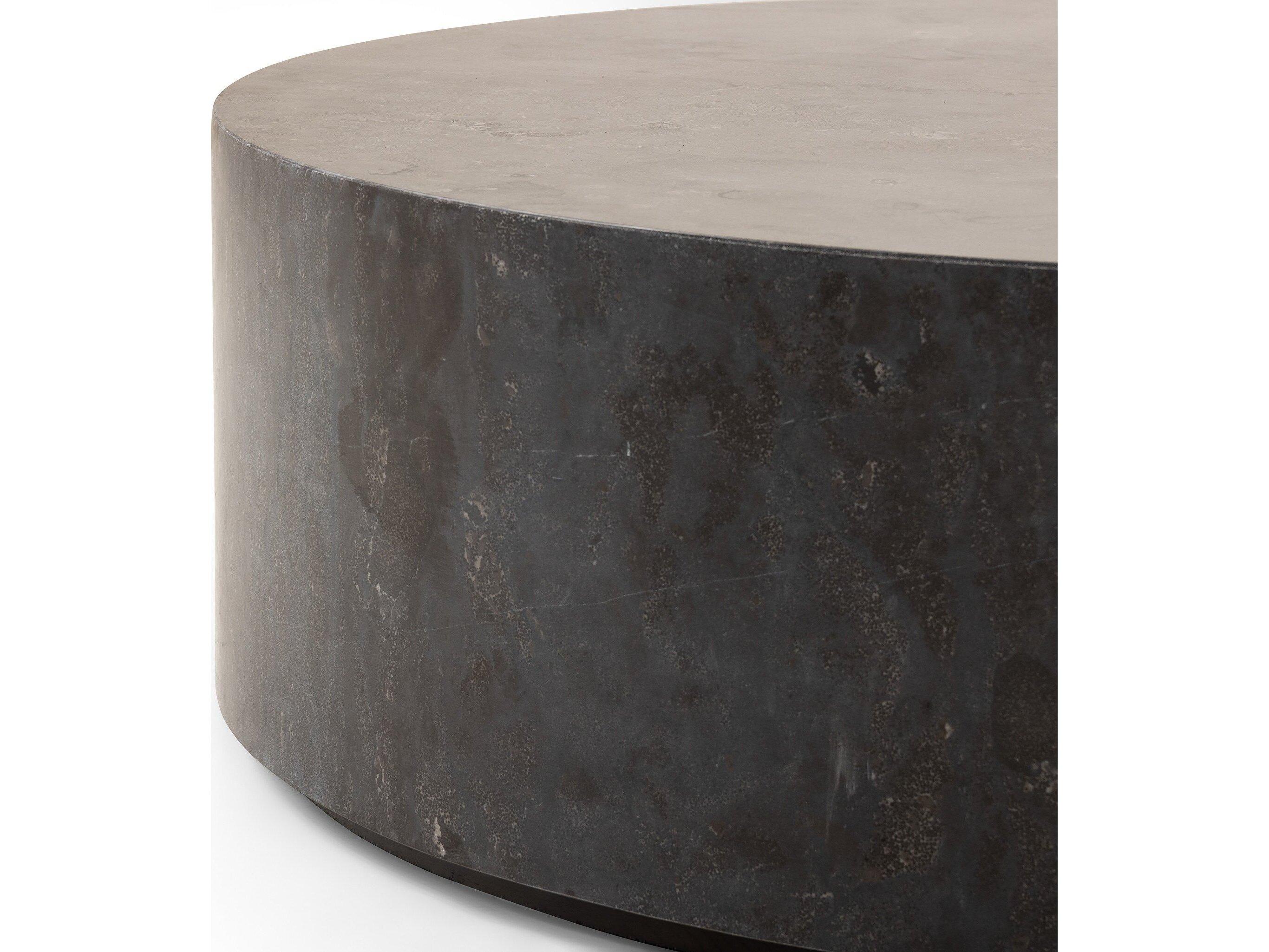 Four Hands Hughes Round Bluestone Coffee Table