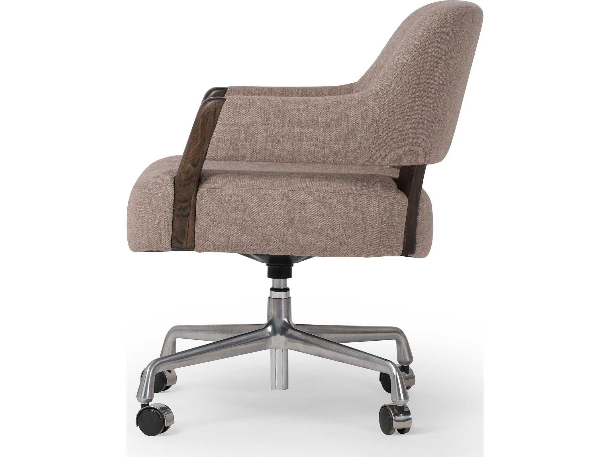 Four Hands Allston Brown Upholstered Adjustable Swivel Computer Office Chair