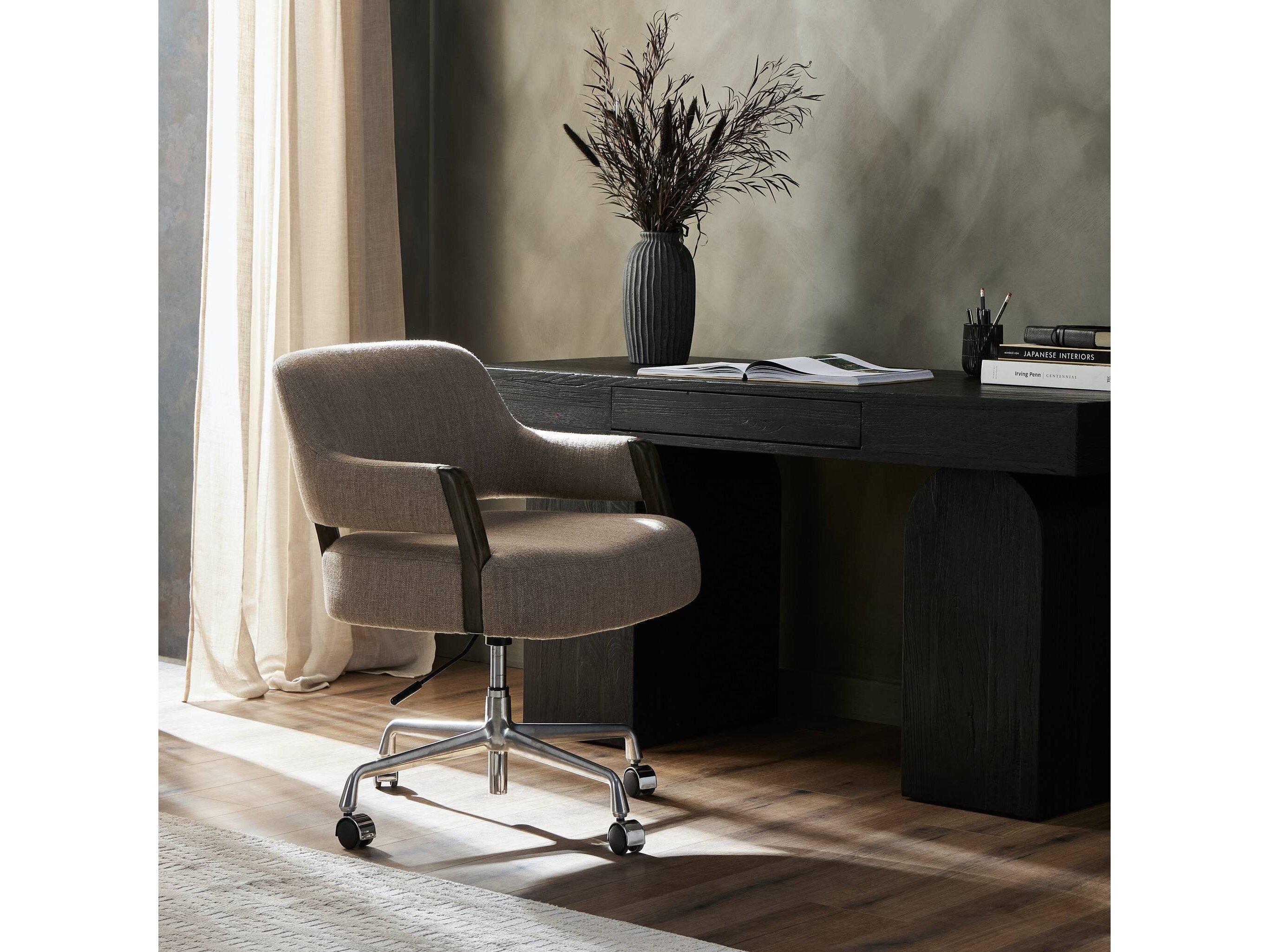 Four Hands Allston Brown Upholstered Adjustable Swivel Computer Office Chair