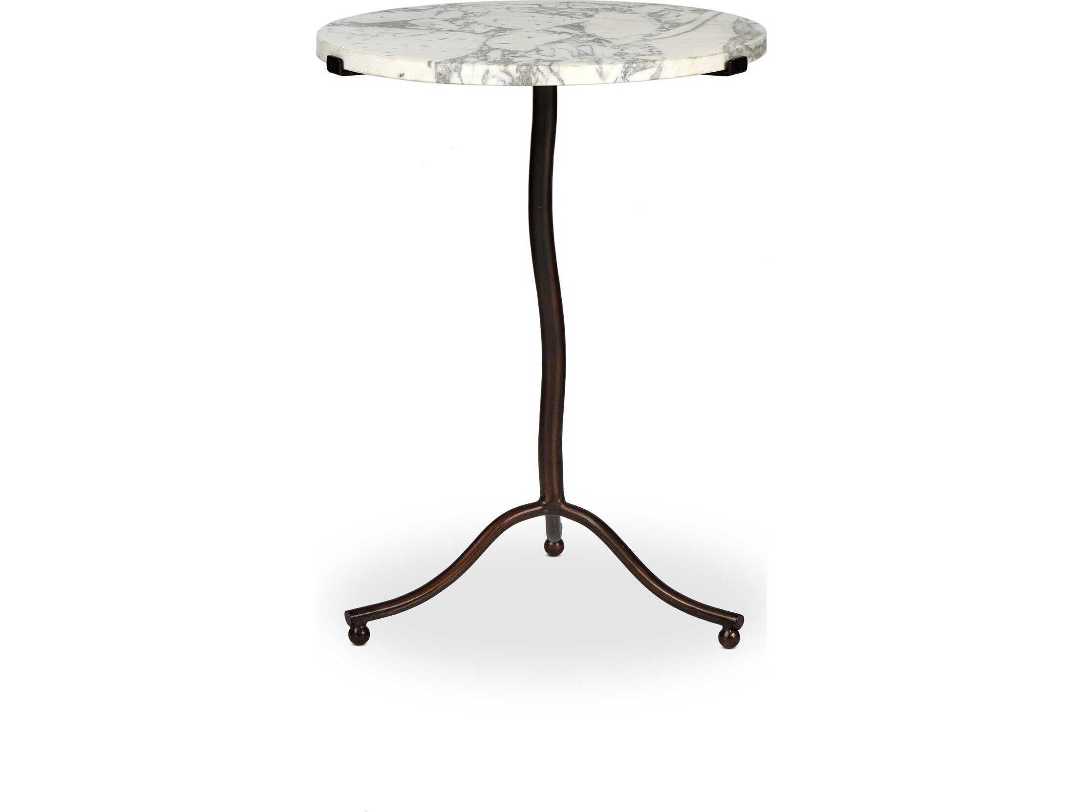 Four Hands Marlow Sophie Veined White Marble End Table