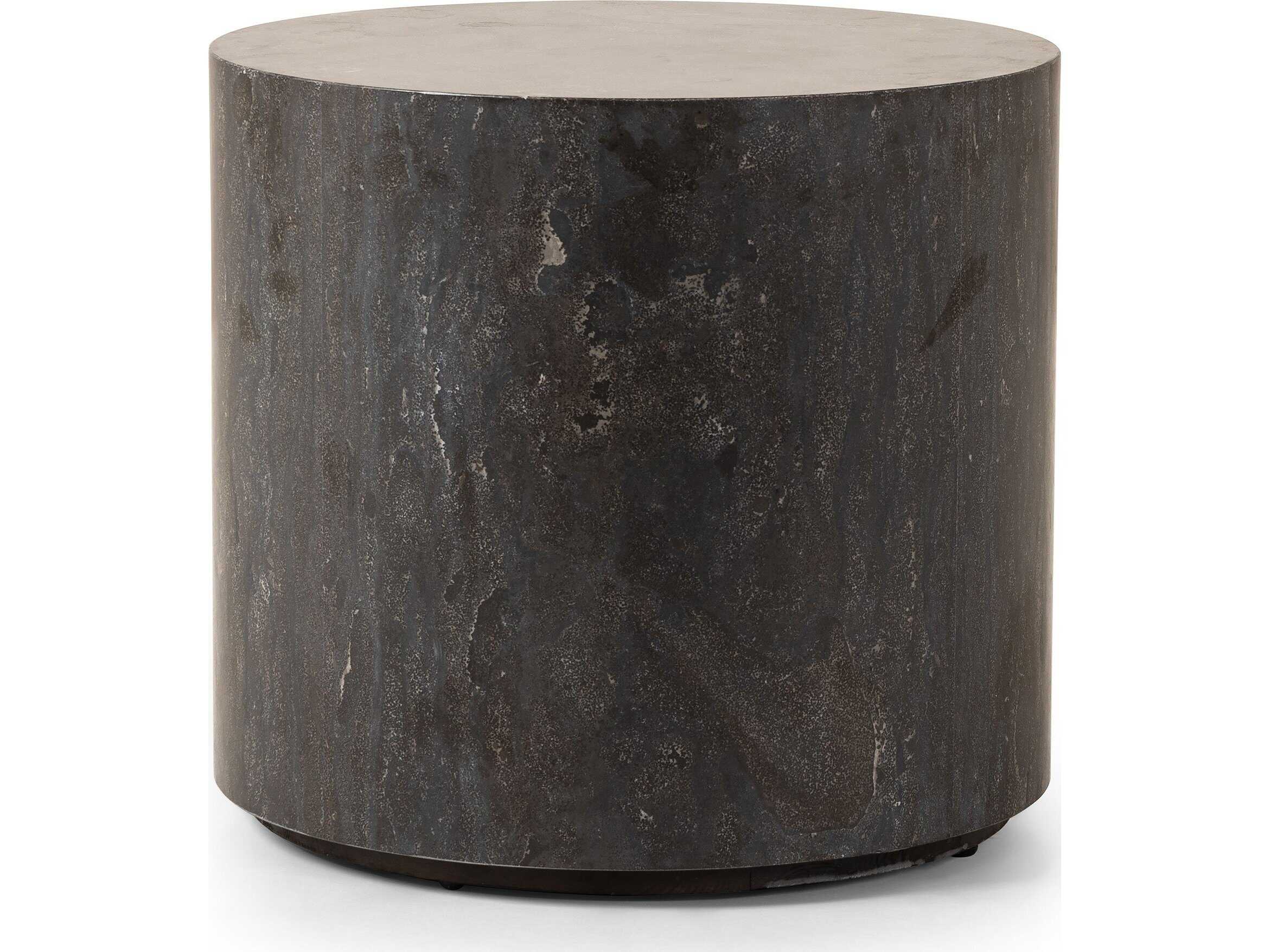 Four Hands Hughes Round Bluestone End Table
