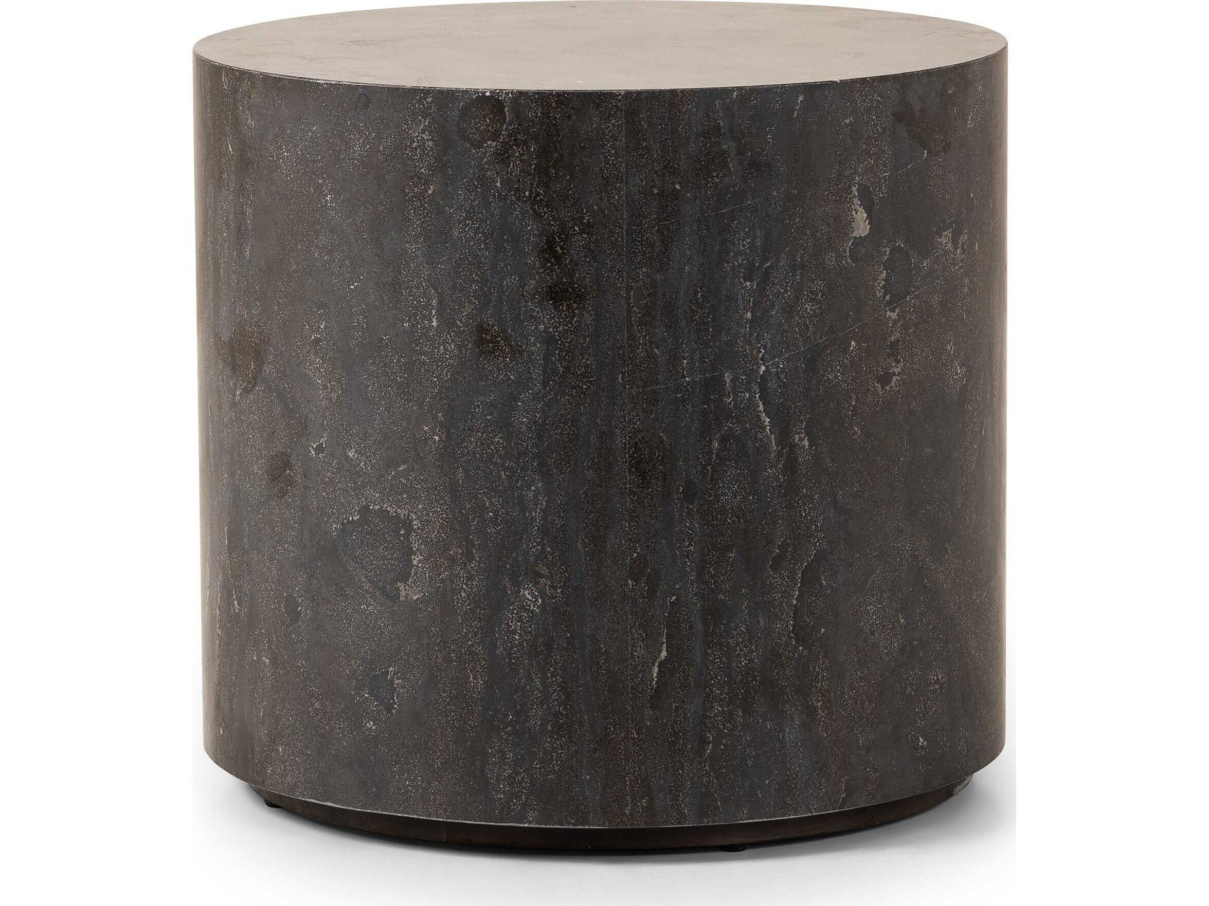 Four Hands Hughes Round Bluestone End Table
