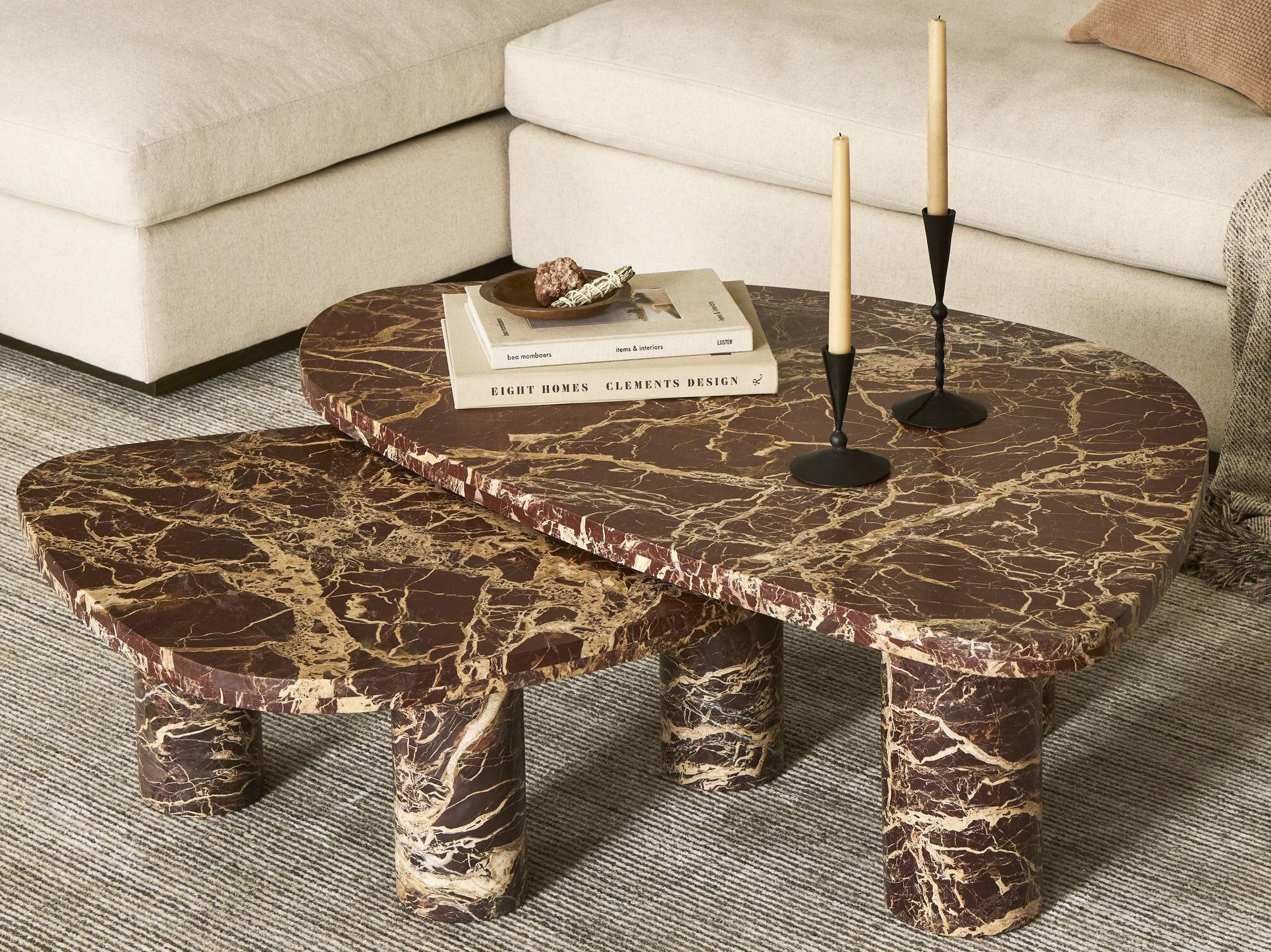 Four Hands Rockwell Zion Merlot Marble Coffee Table