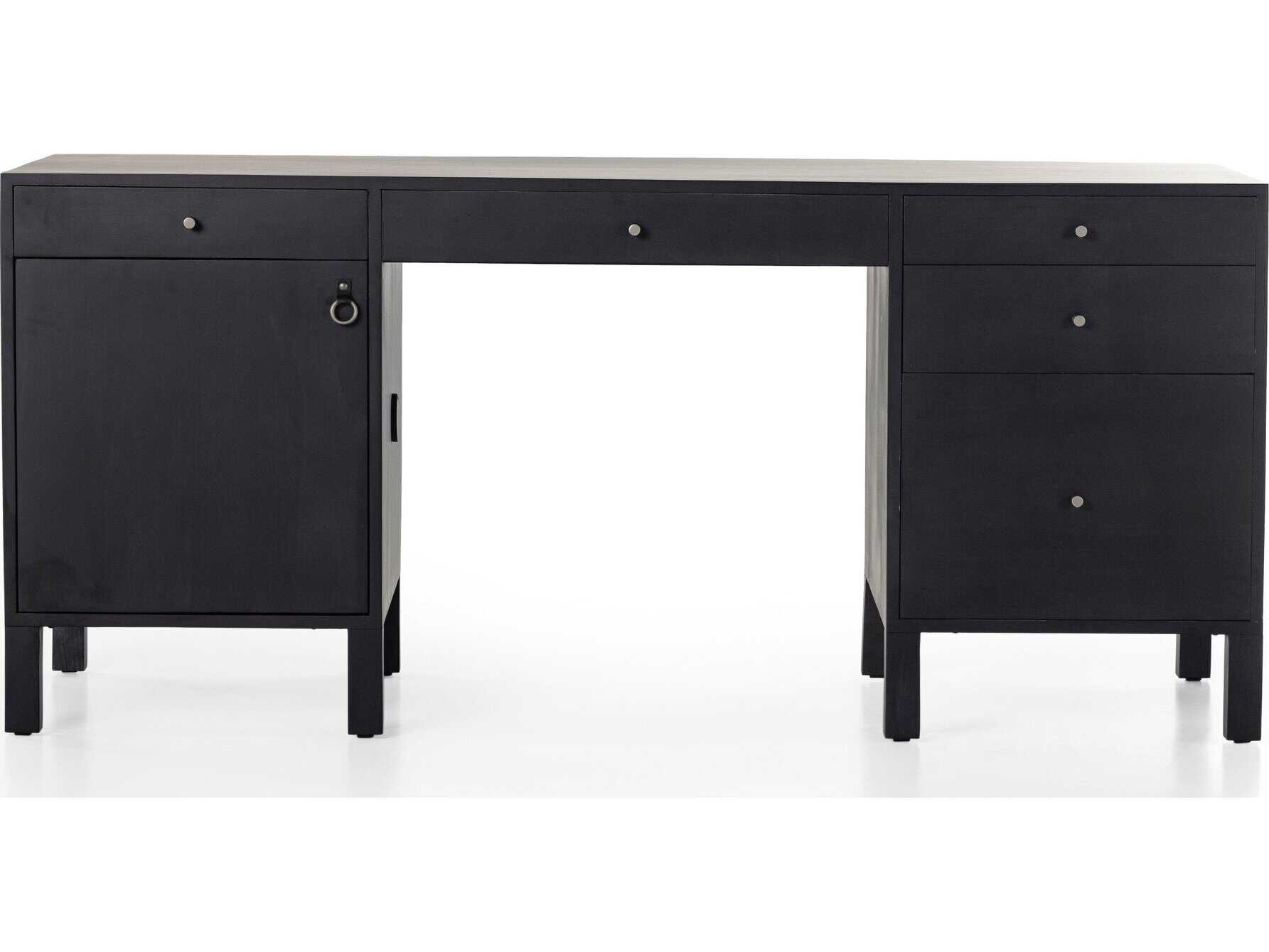 Four Hands Fulton Isador Black Wash Poplar Wood Executive Desk