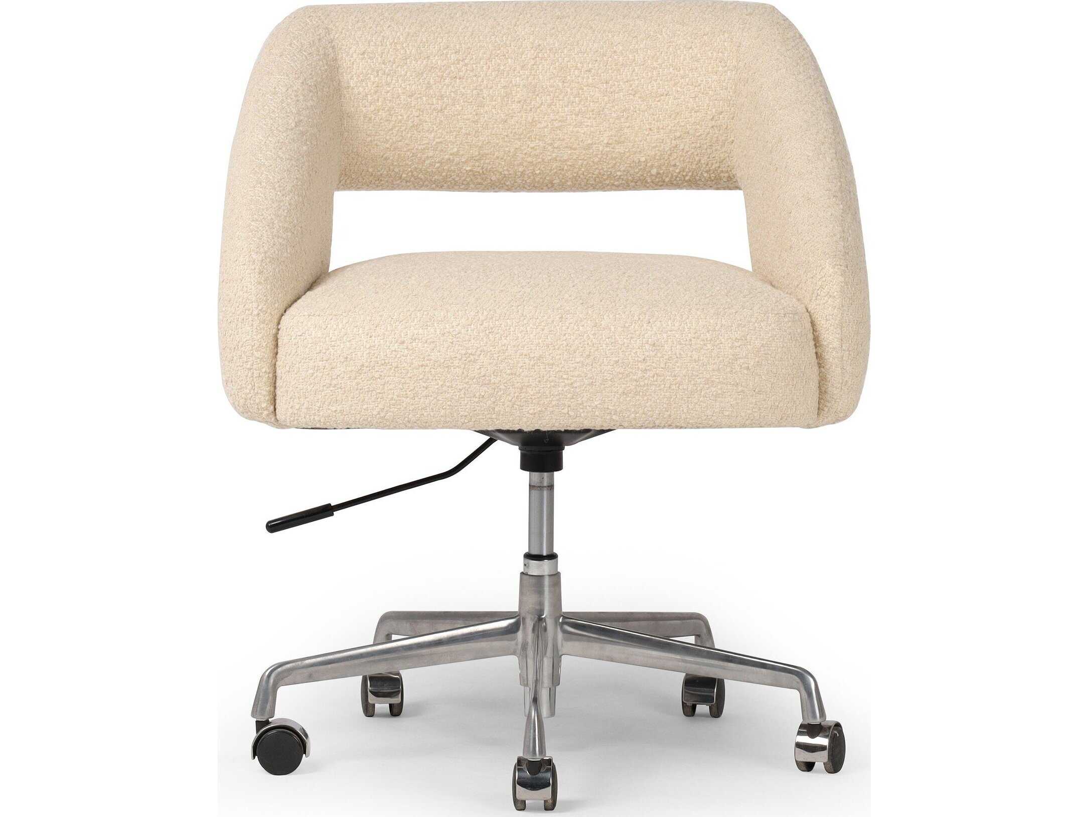 Four Hands Allston White Upholstered Adjustable Swivel Computer Office Chair