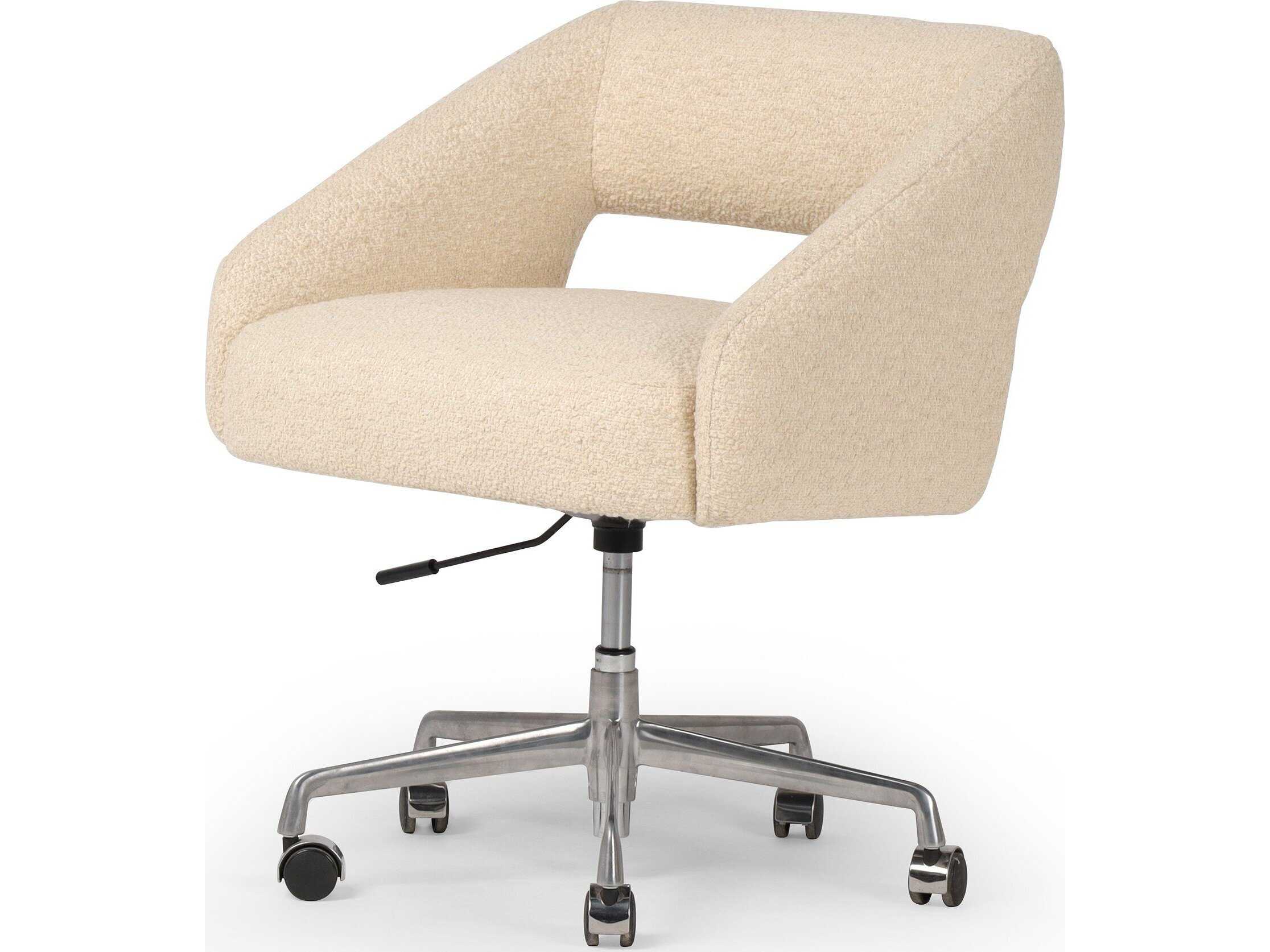 Four Hands Allston White Upholstered Adjustable Swivel Computer Office Chair