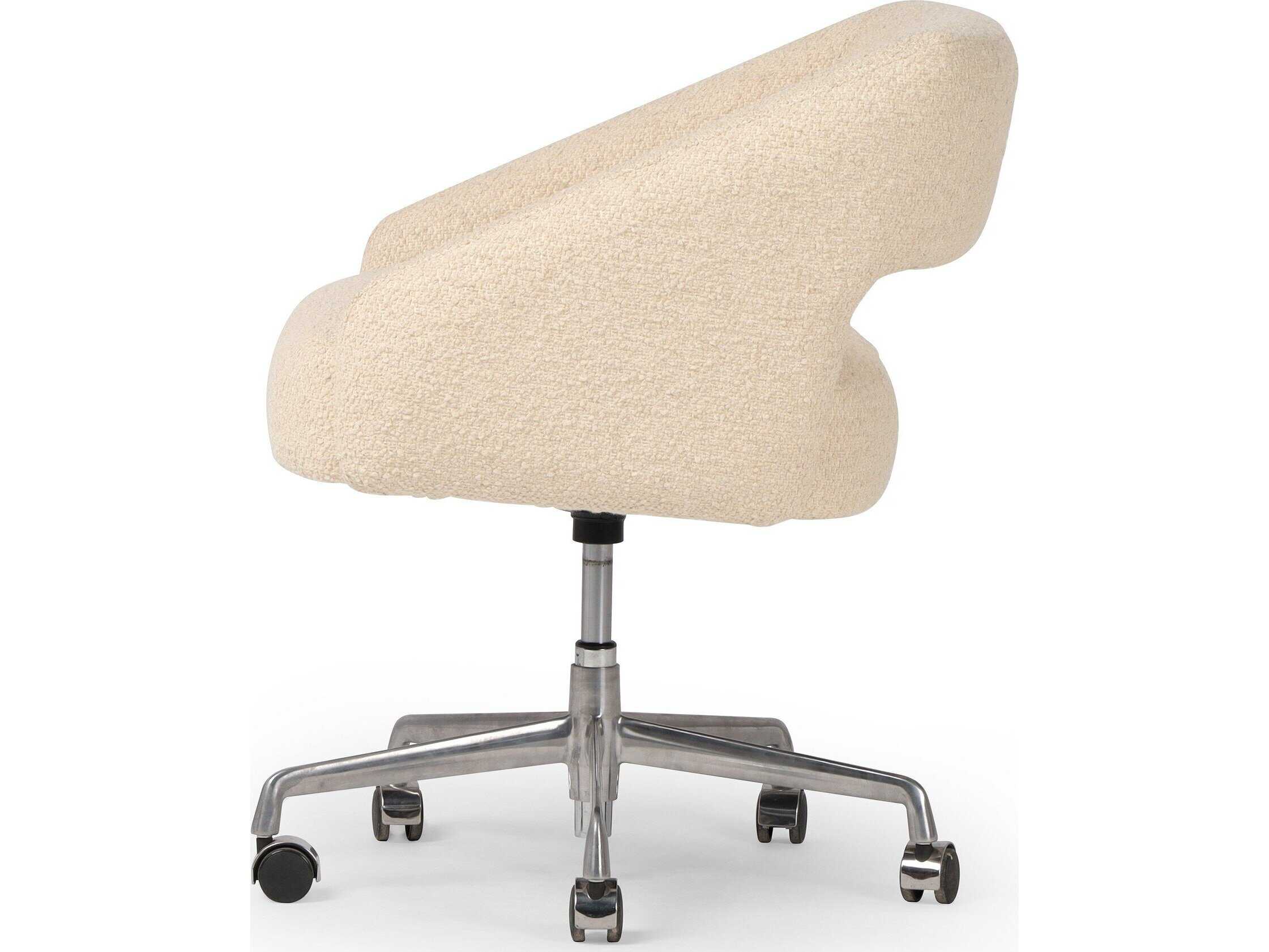 Four Hands Allston White Upholstered Adjustable Swivel Computer Office Chair