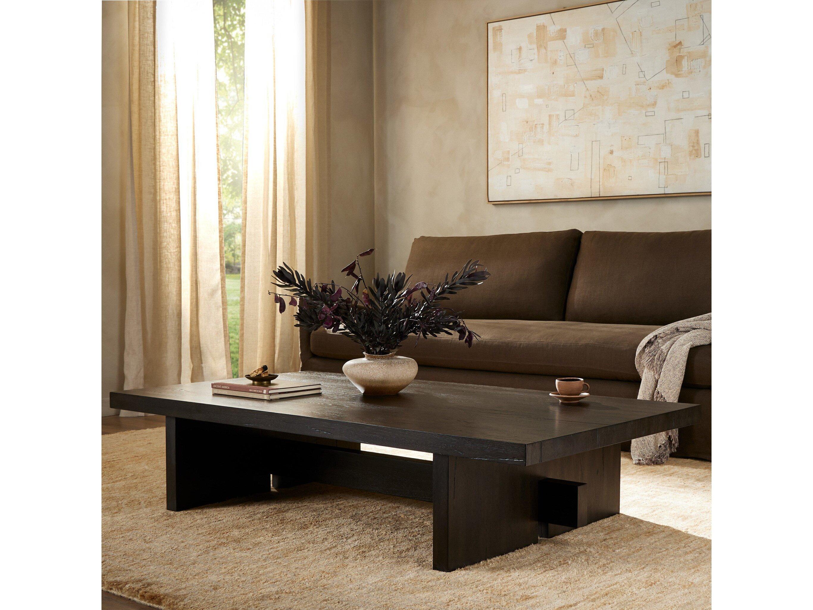 Four Hands Haiden Rectangular Wood Smoked Black Veneer Coffee Table