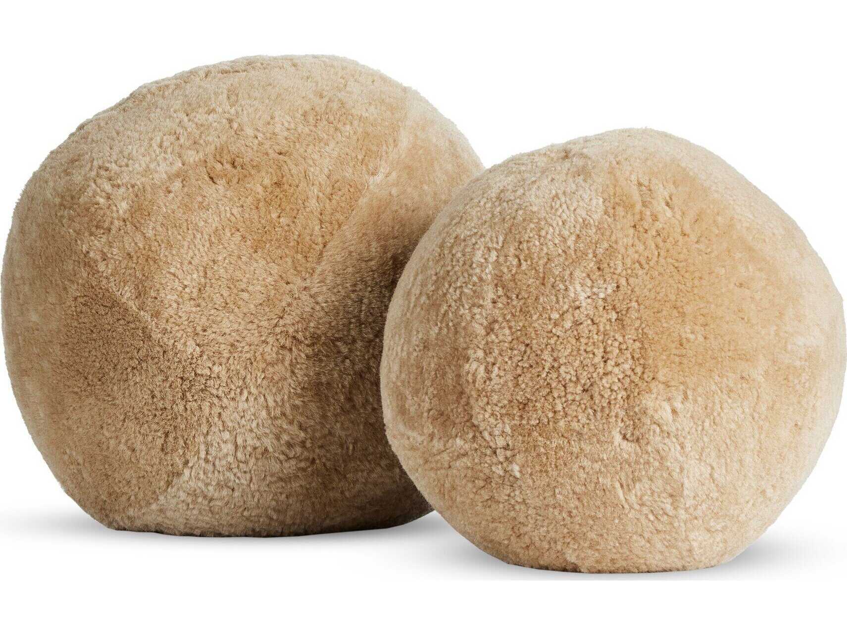 Four Hands Mateo Balle Beige Shorn Sheepskin Shearling Pillow Set