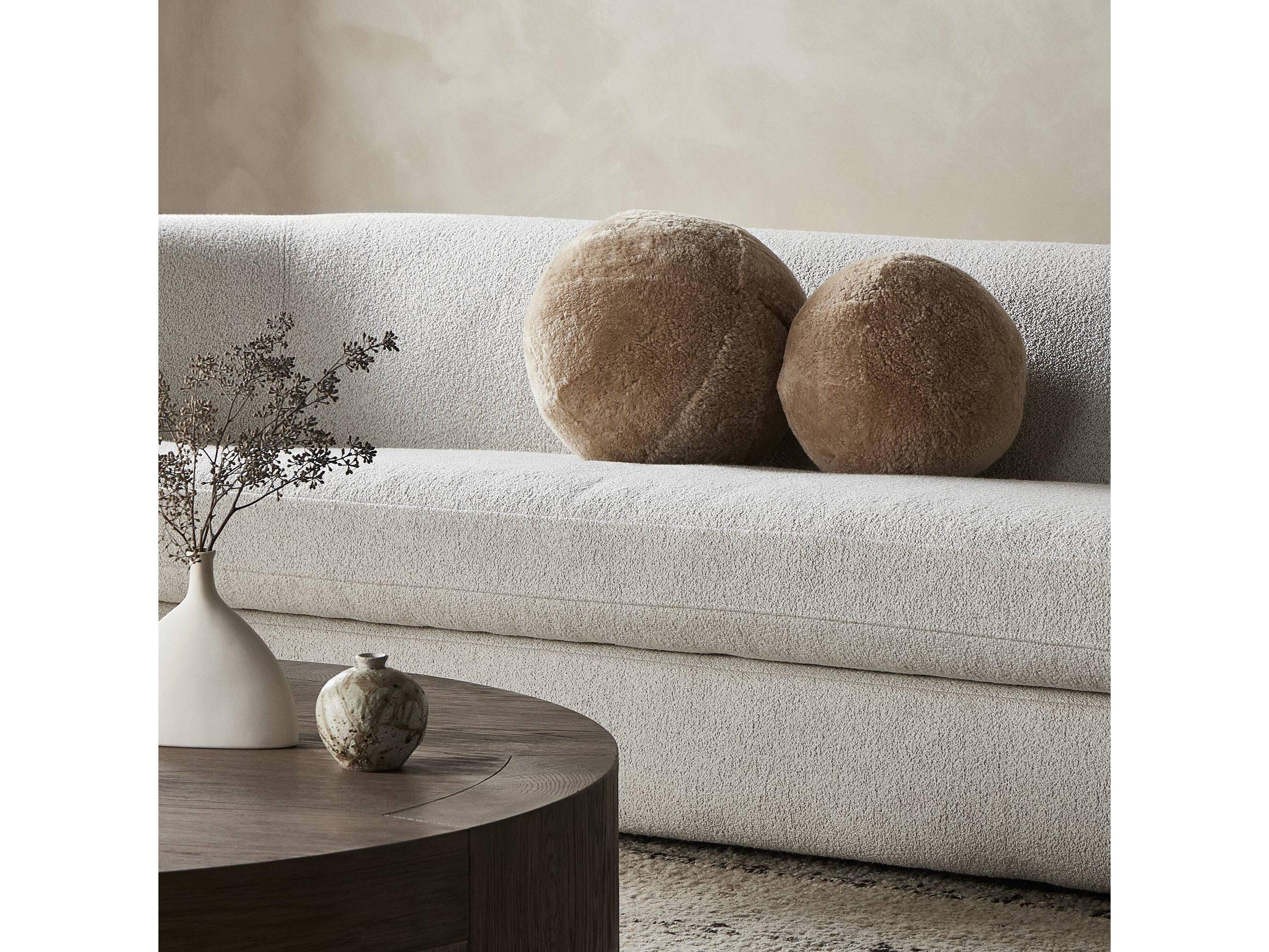 Four Hands Mateo Balle Beige Shorn Sheepskin Shearling Pillow Set