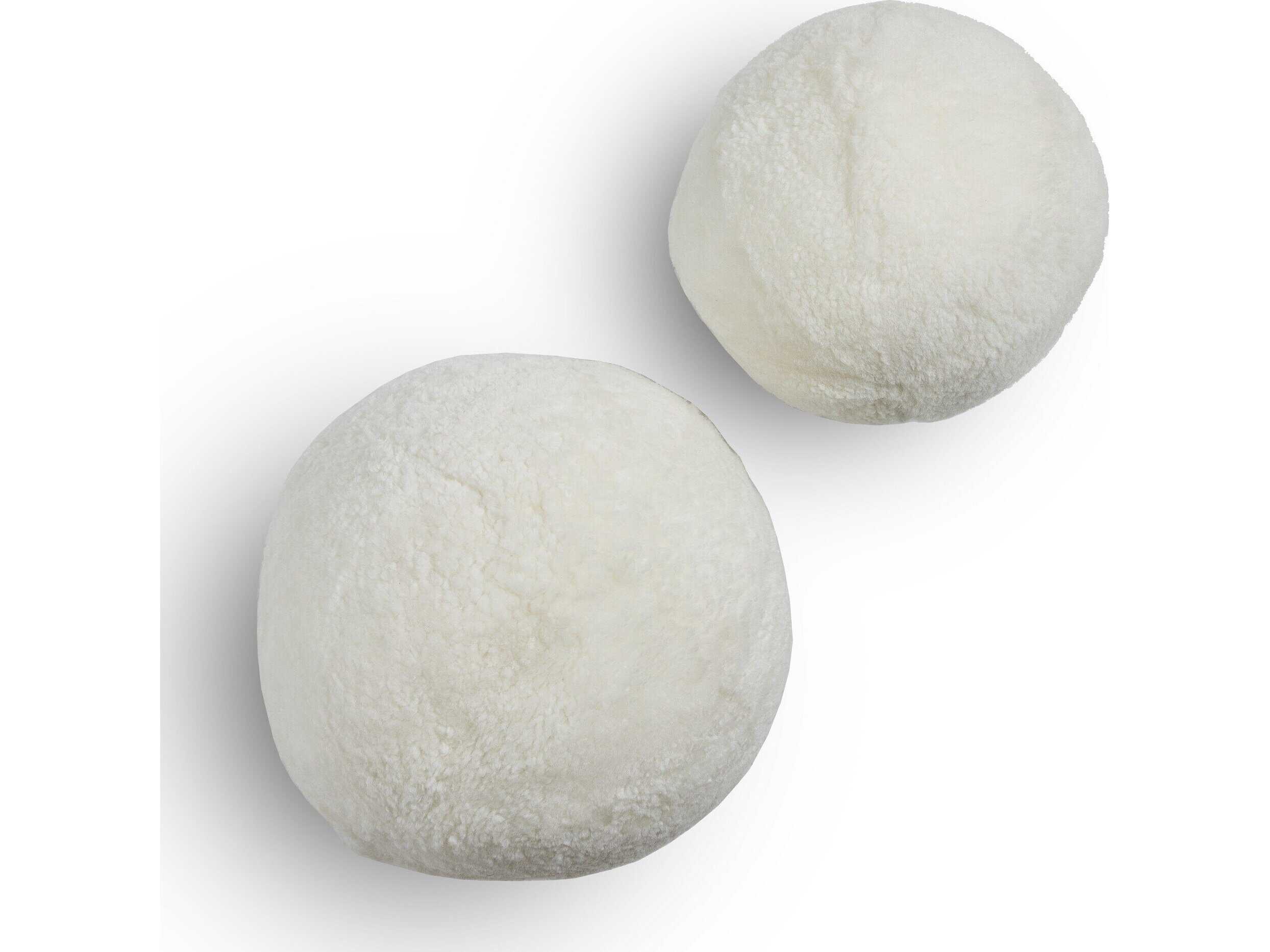 Four Hands Mateo Balle White Shorn Sheepskin Shearling Pillow Set