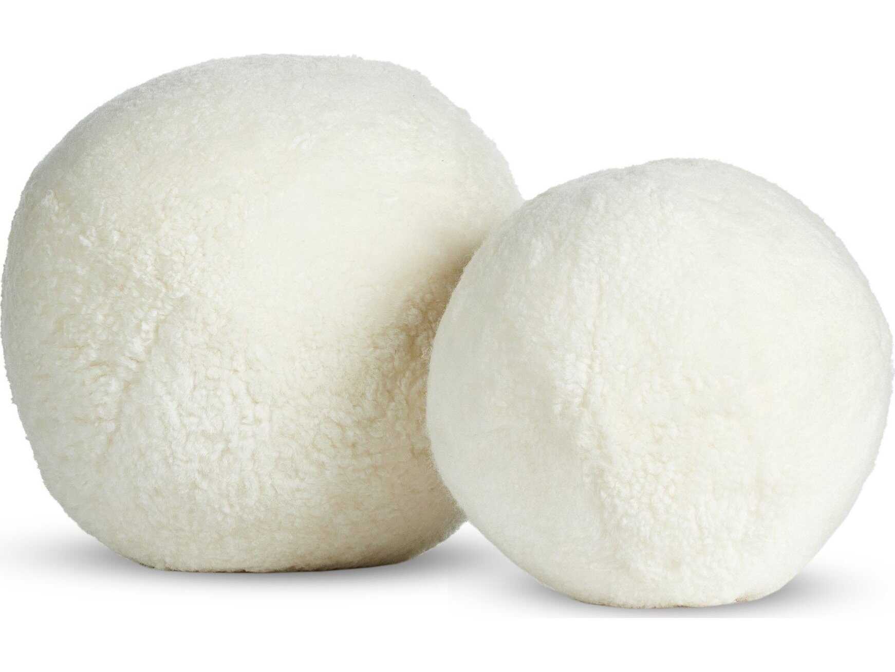 Four Hands Mateo Balle White Shorn Sheepskin Shearling Pillow Set