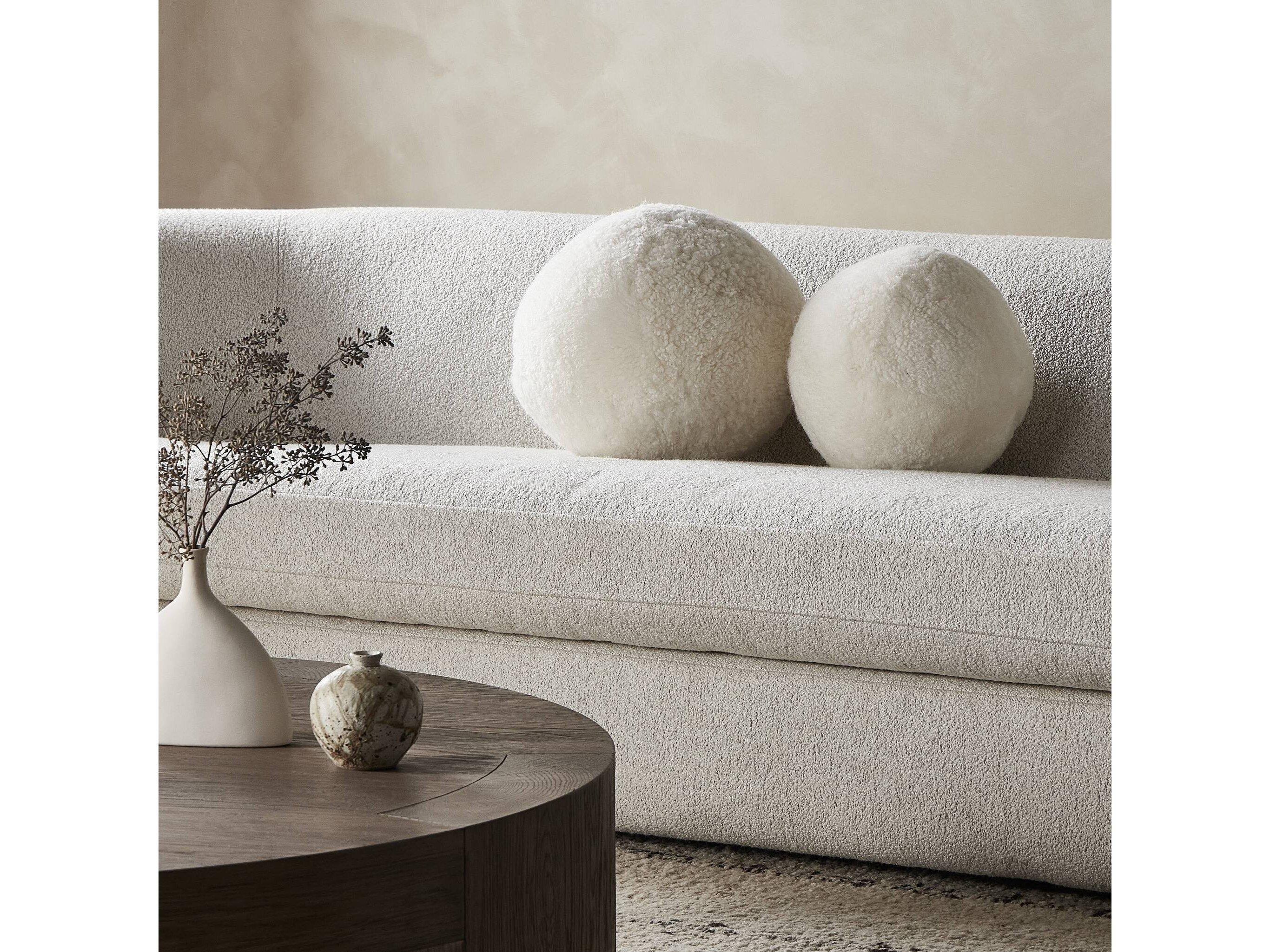 Four Hands Mateo Balle White Shorn Sheepskin Shearling Pillow Set