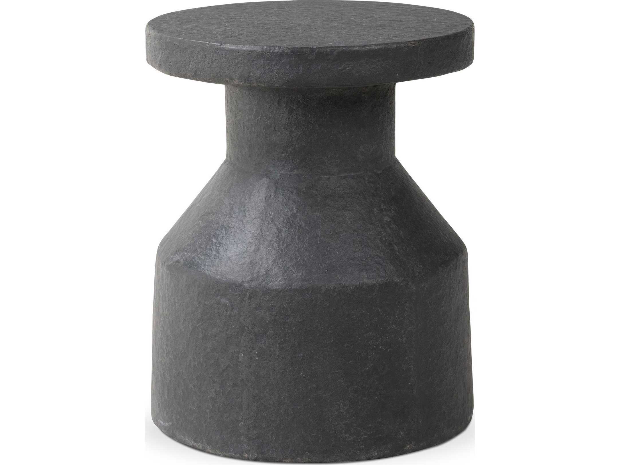 Four Hands Chandler Round Distressed Graphite Concrete End Table