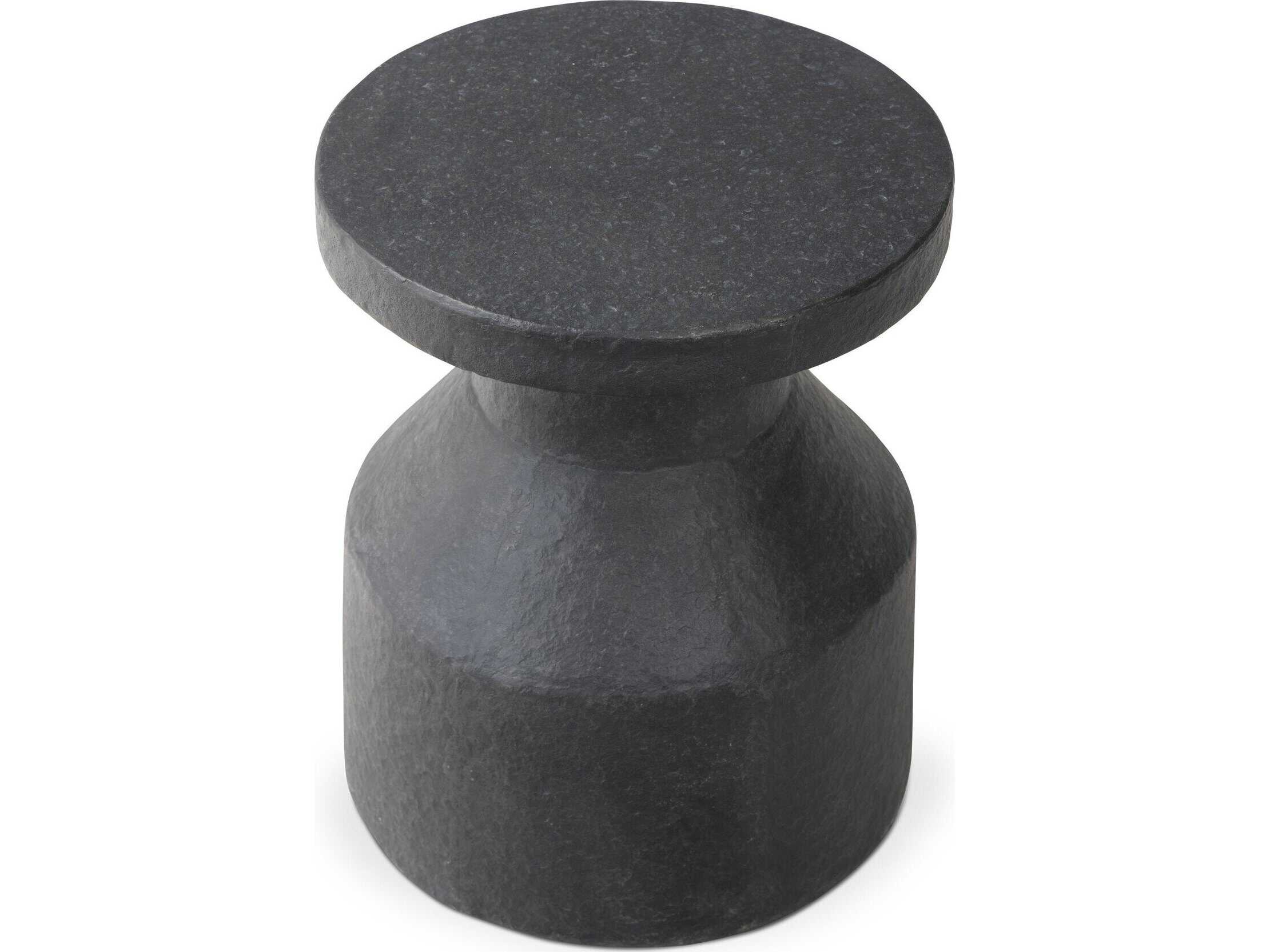 Four Hands Chandler Round Distressed Graphite Concrete End Table