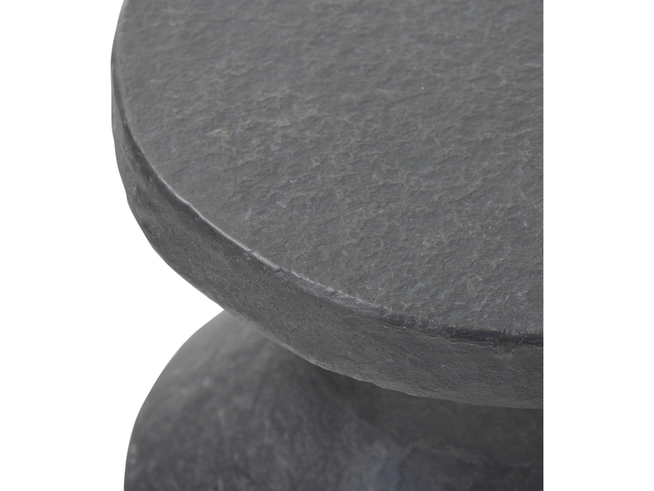 Four Hands Chandler Round Distressed Graphite Concrete End Table