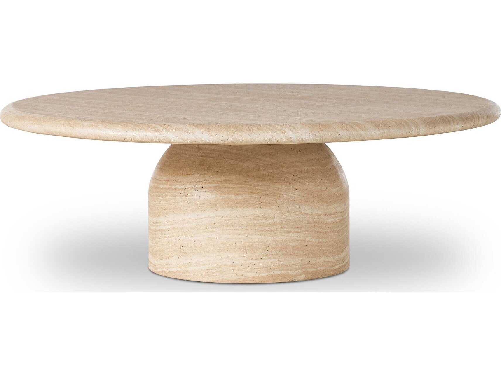 Four Hands Chandler Round Concrete Sand Striae Coffee Table