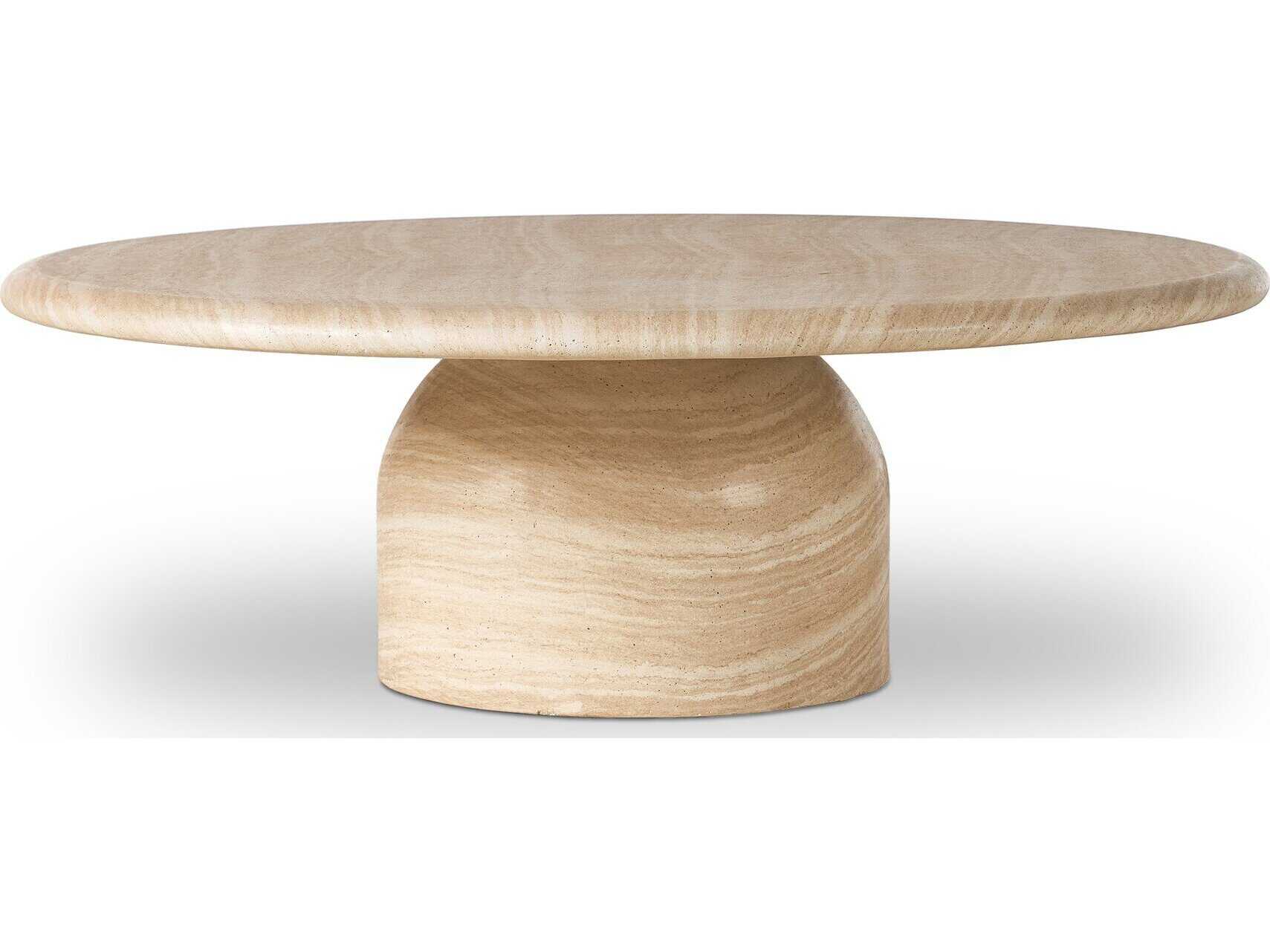 Four Hands Chandler Round Concrete Sand Striae Coffee Table