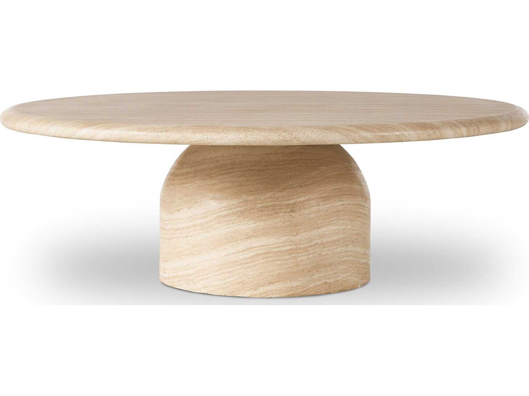 Four Hands Chandler Round Concrete Sand Striae Coffee Table