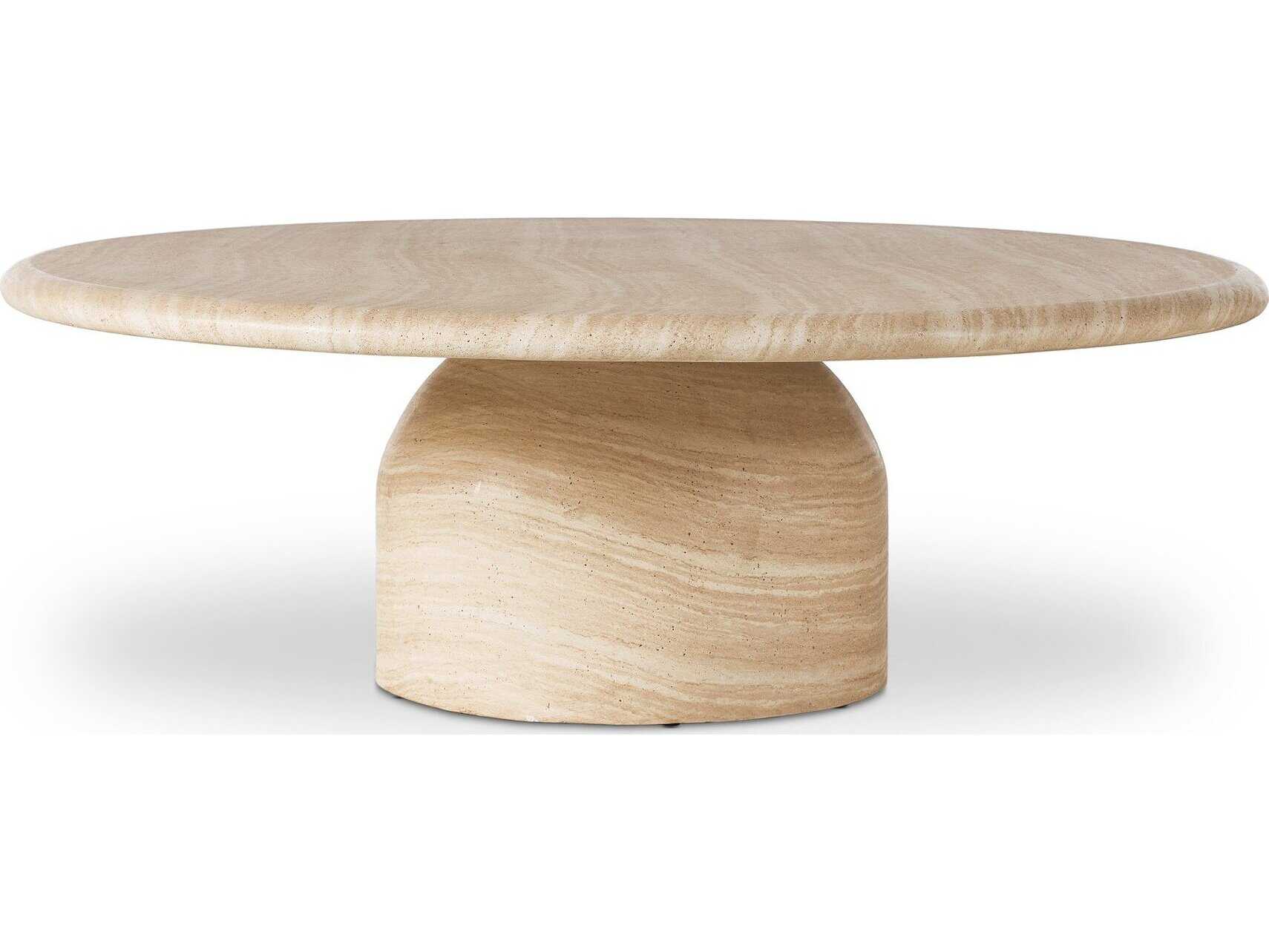 Four Hands Chandler Round Concrete Sand Striae Coffee Table