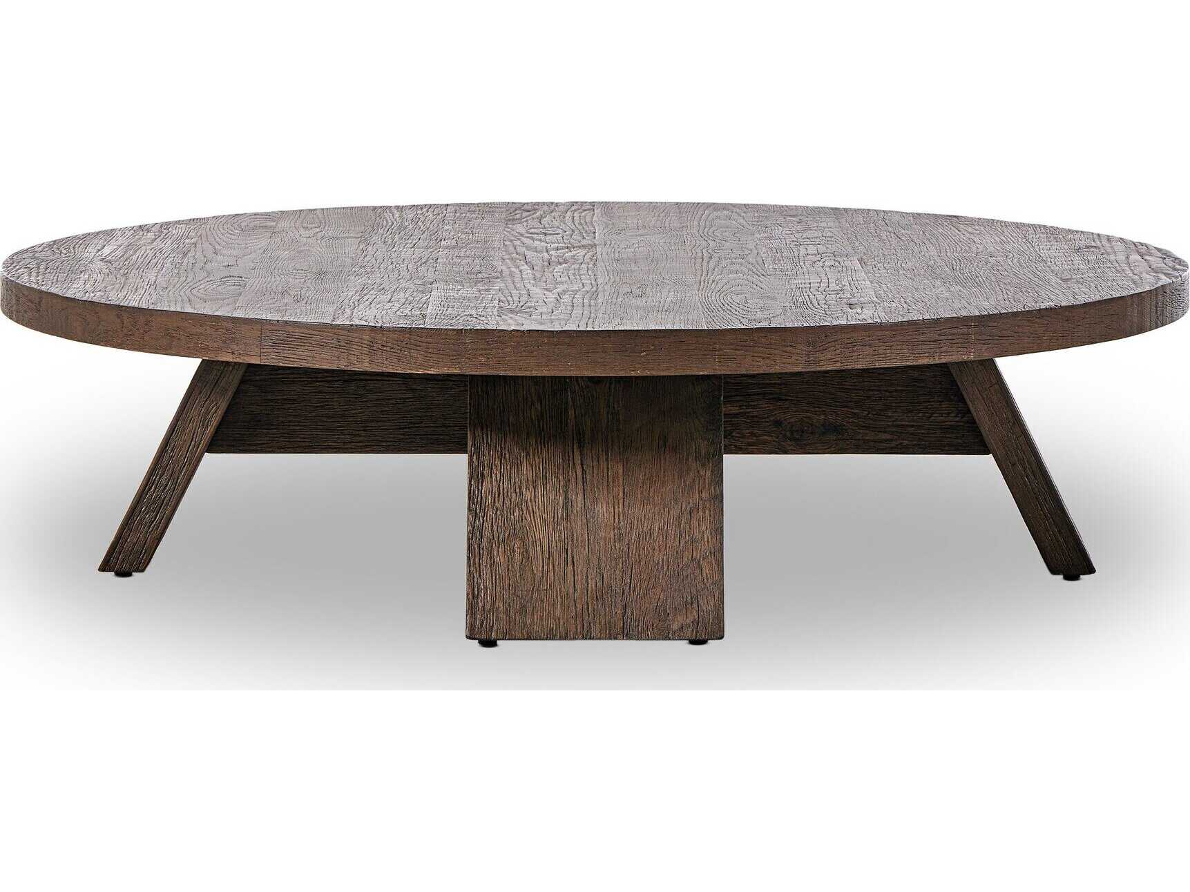 Four Hands Irondale Round Wood Ashen Oak Resawn Coffee Table