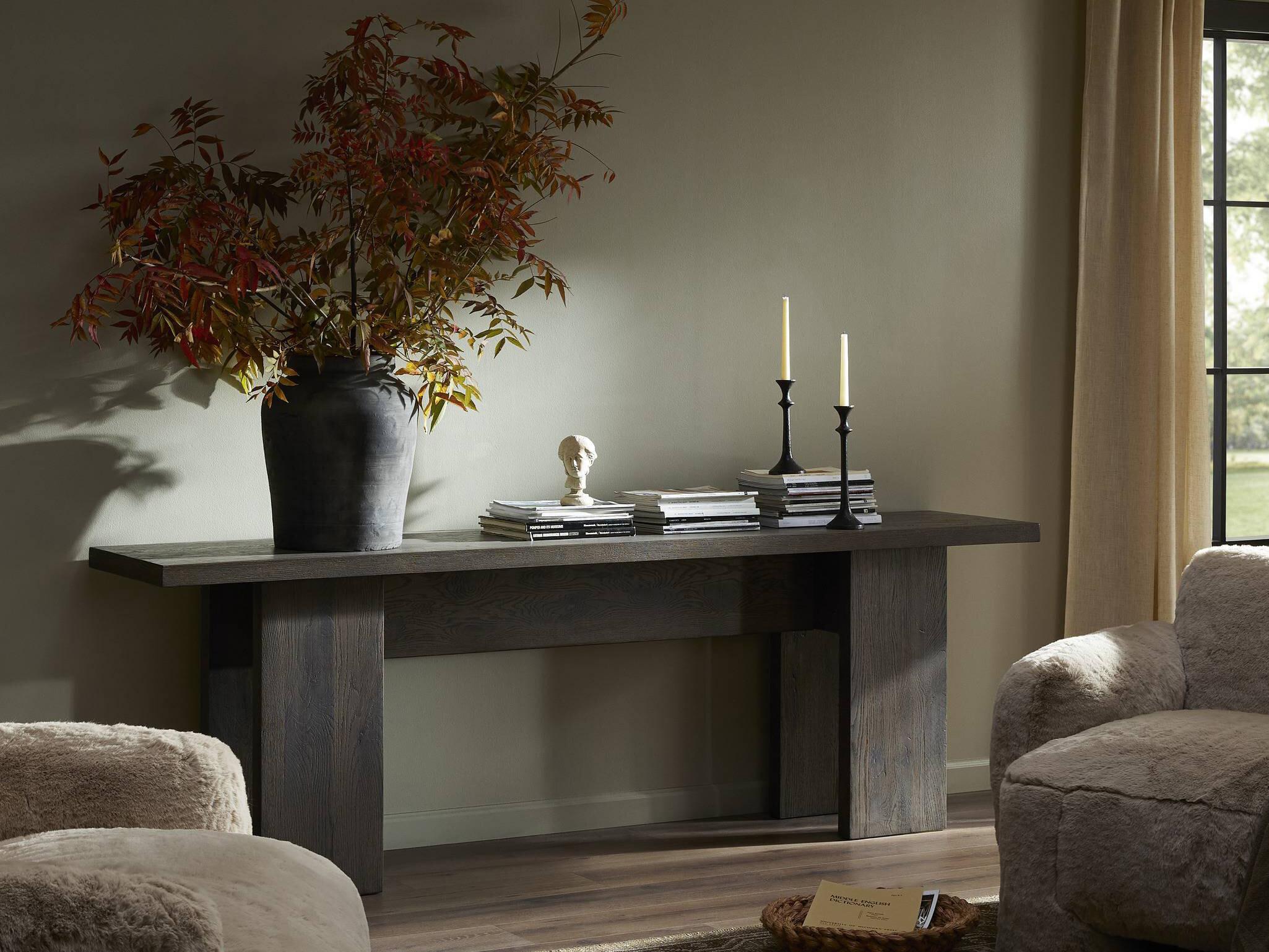 Four Hands Irondale Rectangular Wood Grey Oak Veneer Console Table