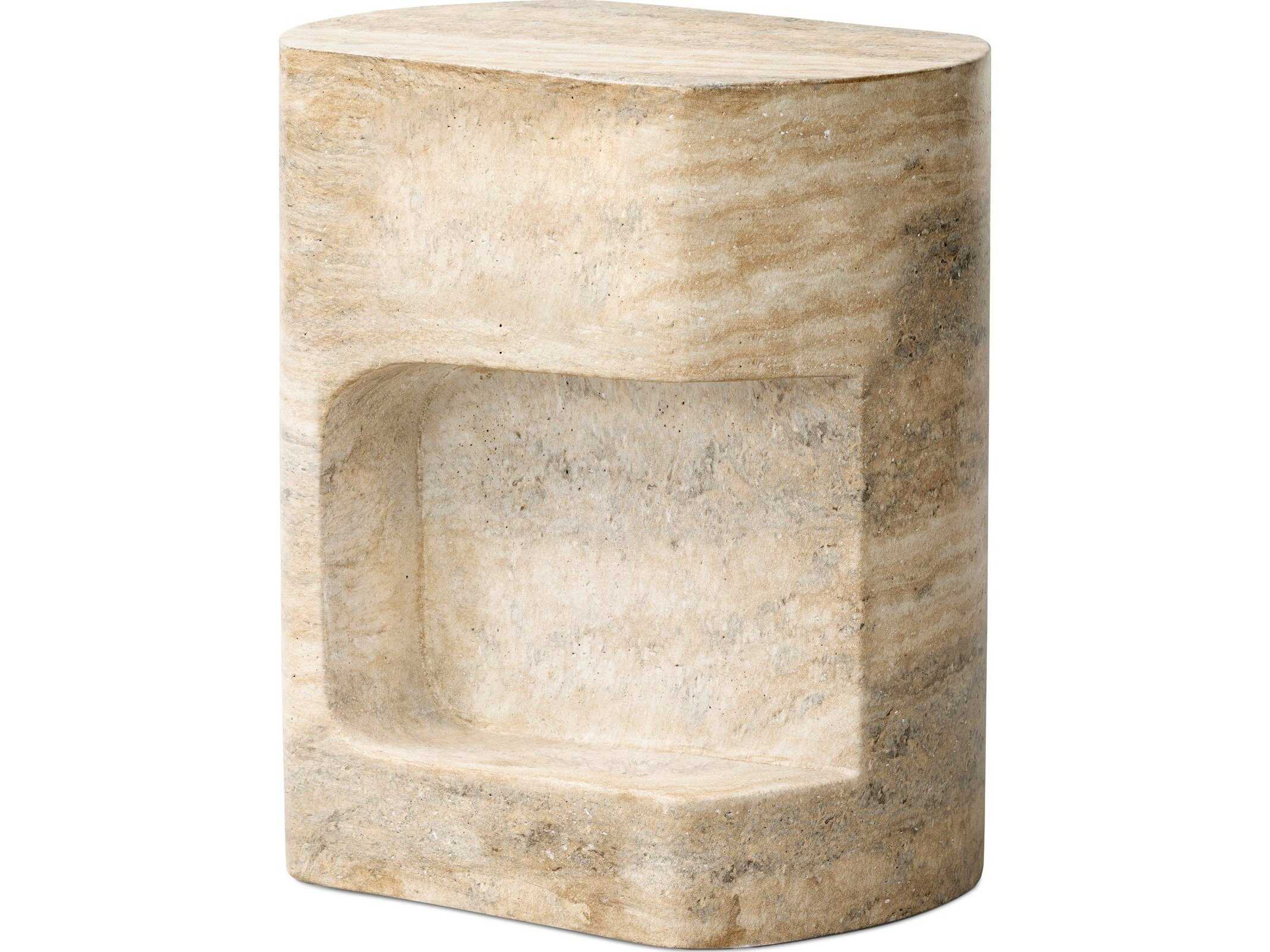 Four Hands Chandler Oval Concrete Textured Sandy Grey End Table