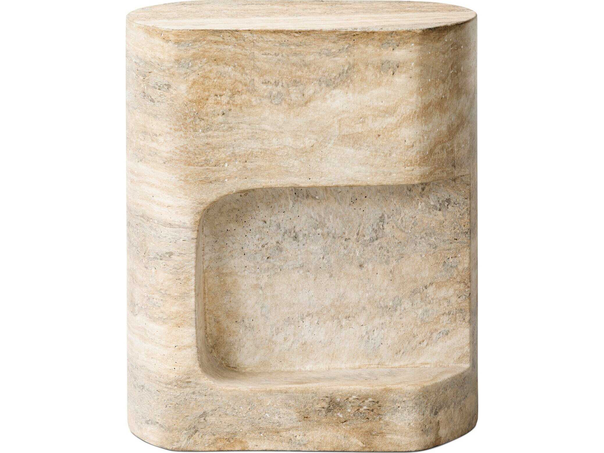 Four Hands Chandler Oval Concrete Textured Sandy Grey End Table