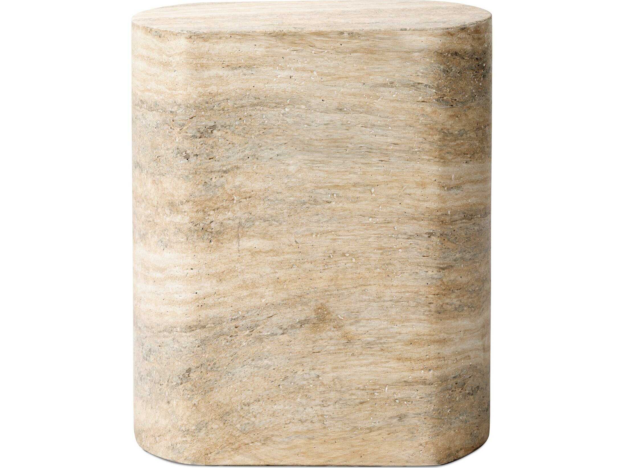 Four Hands Chandler Oval Concrete Textured Sandy Grey End Table