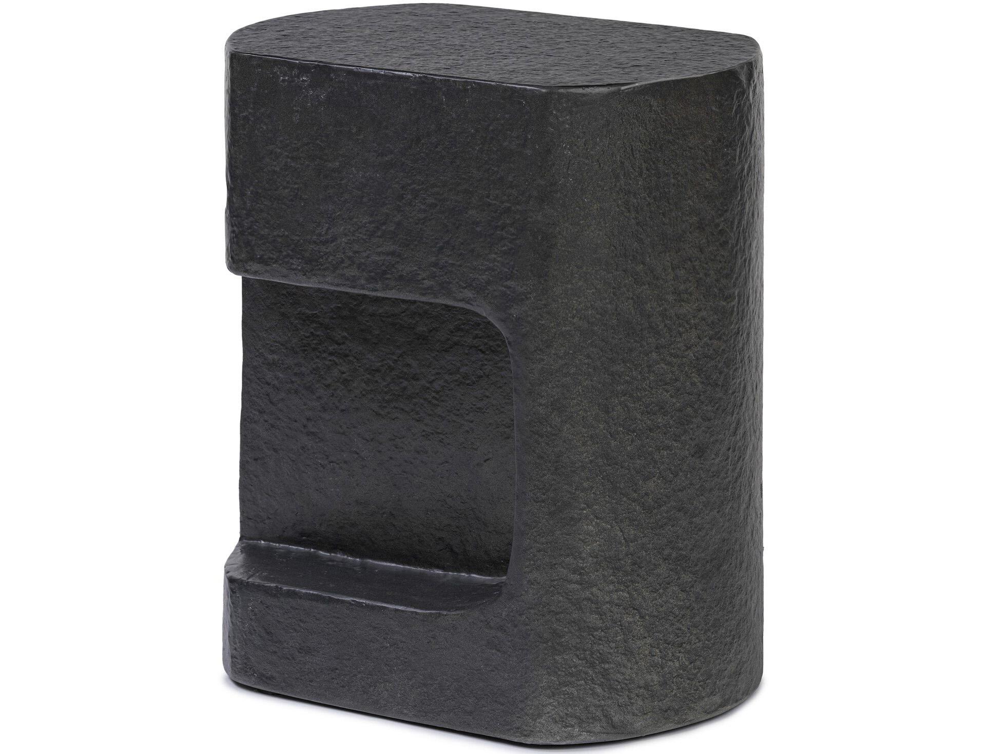 Four Hands Chandler Clementine Distressed Graphite Concrete Oval End Table